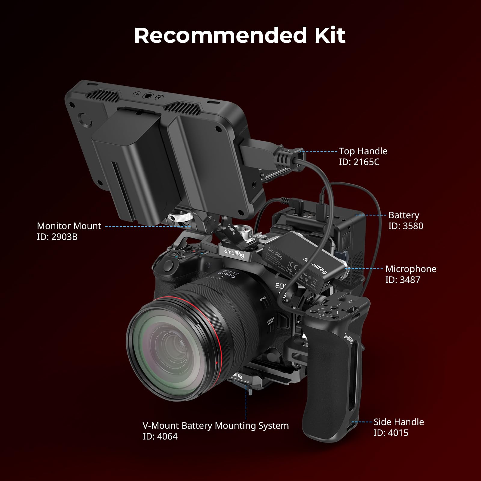 Smallrig R5 Ii Cage For Canon R5 Mark Ii, Aluminum Alloy Camera Video Cage With Cold Shoe Mount, 1/4''-20 & 3/8''-16 Threaded Holes, Quick Release Plate For Arca-Swiss - 4978