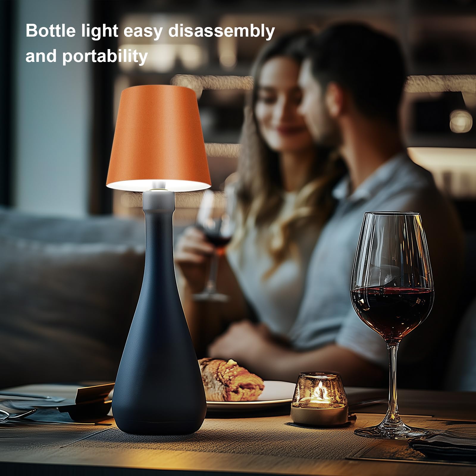 Soudfk Wireless Bottle Lamp, 3 Color Rechargeable Wine Bottle Lights For Bars Restaurants (Dark Green, 1Pc)