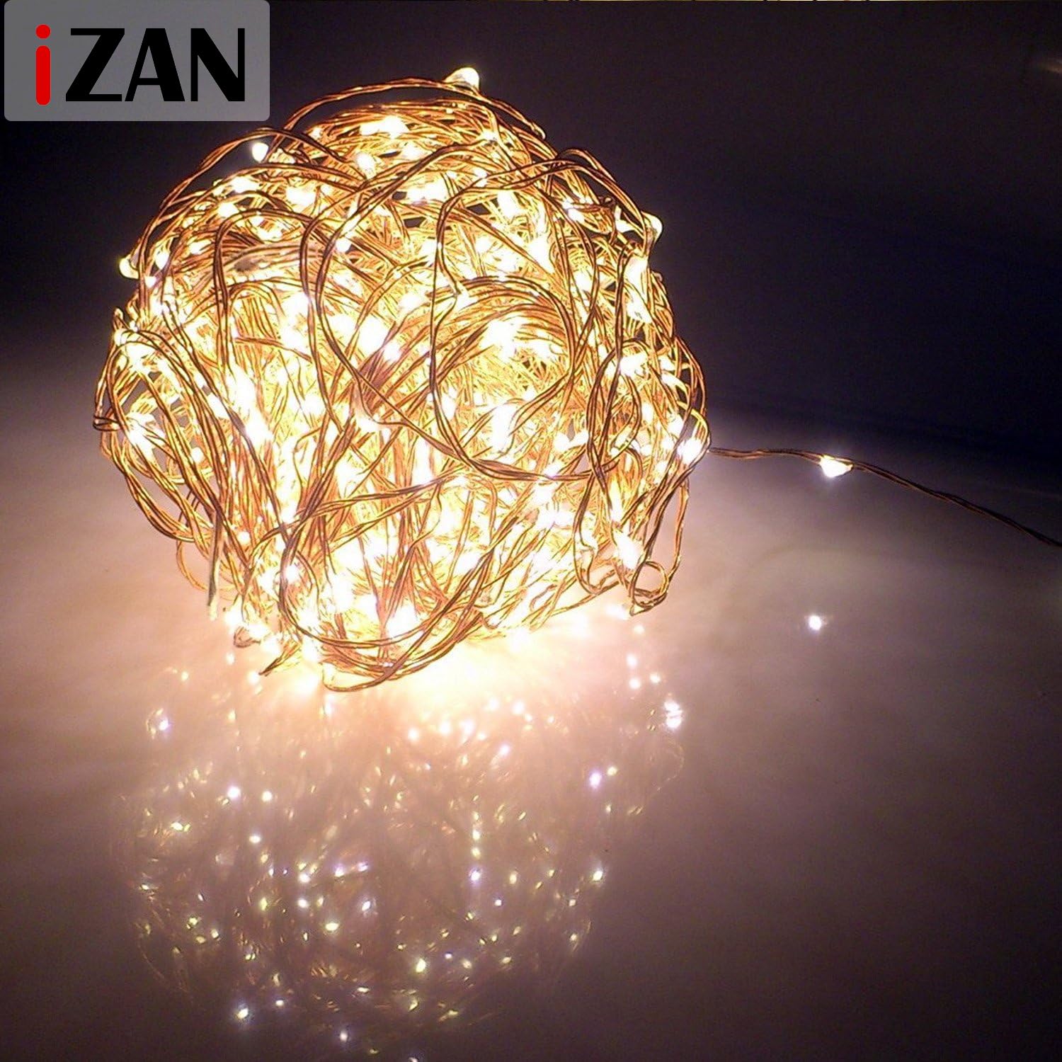 Izan Solar Powered Fairy String Lights Waterproof Outdoor Copper Wire Firefly Starry Lights For Holiday Party Christmas Wedding Garden Yard Patio Gate Tree Decorations, 33Ft 100 Mini Leds, Warm White