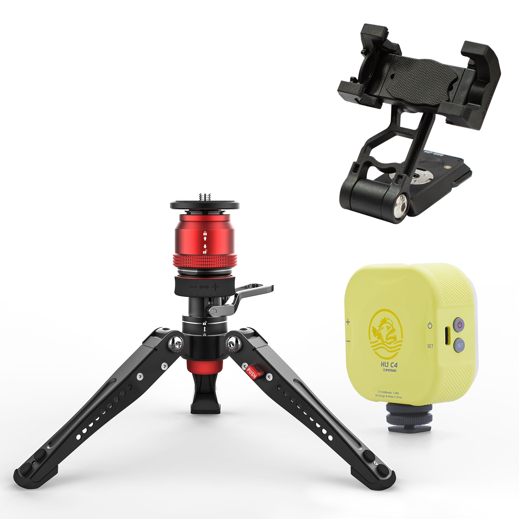 Ifootage Mini Tripod For Camera With Phone Holder&Rgbw Video Light Kit,Small Tripod Max Load Up To 17.64 Lbs, Desktop Tripod Compatible With Sony, Nikon, Canon Dslr Camera, Base-P