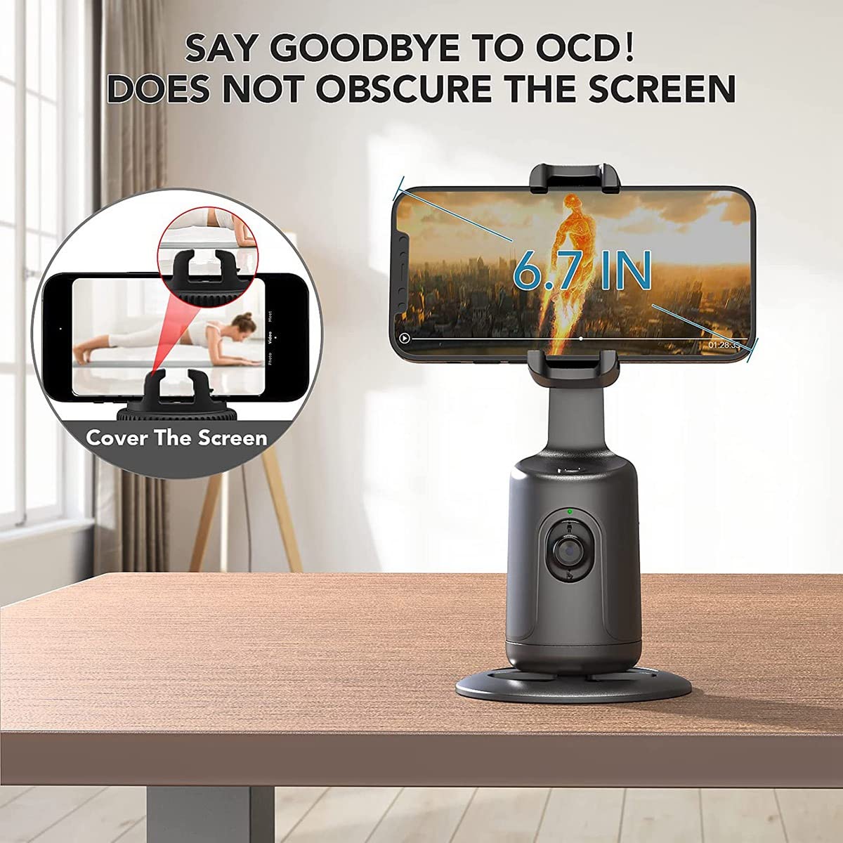 Midautoo Phone Auto Face Tracking Gimbal Stabilizer 360° Rotation Desktop Handheld Gimbal Phone Tripod For Live Streaming-A