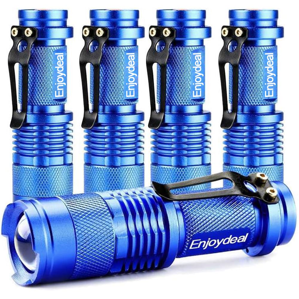 Enjoydeal Mini Led Flashlights 5 Pack Pocket Pen Flashlight Ultra Bright 350 Lumens Waterproof Zoomable Flashlight With 3 Mode For Kids Camping Cycling Hiking Emergency Torch Light