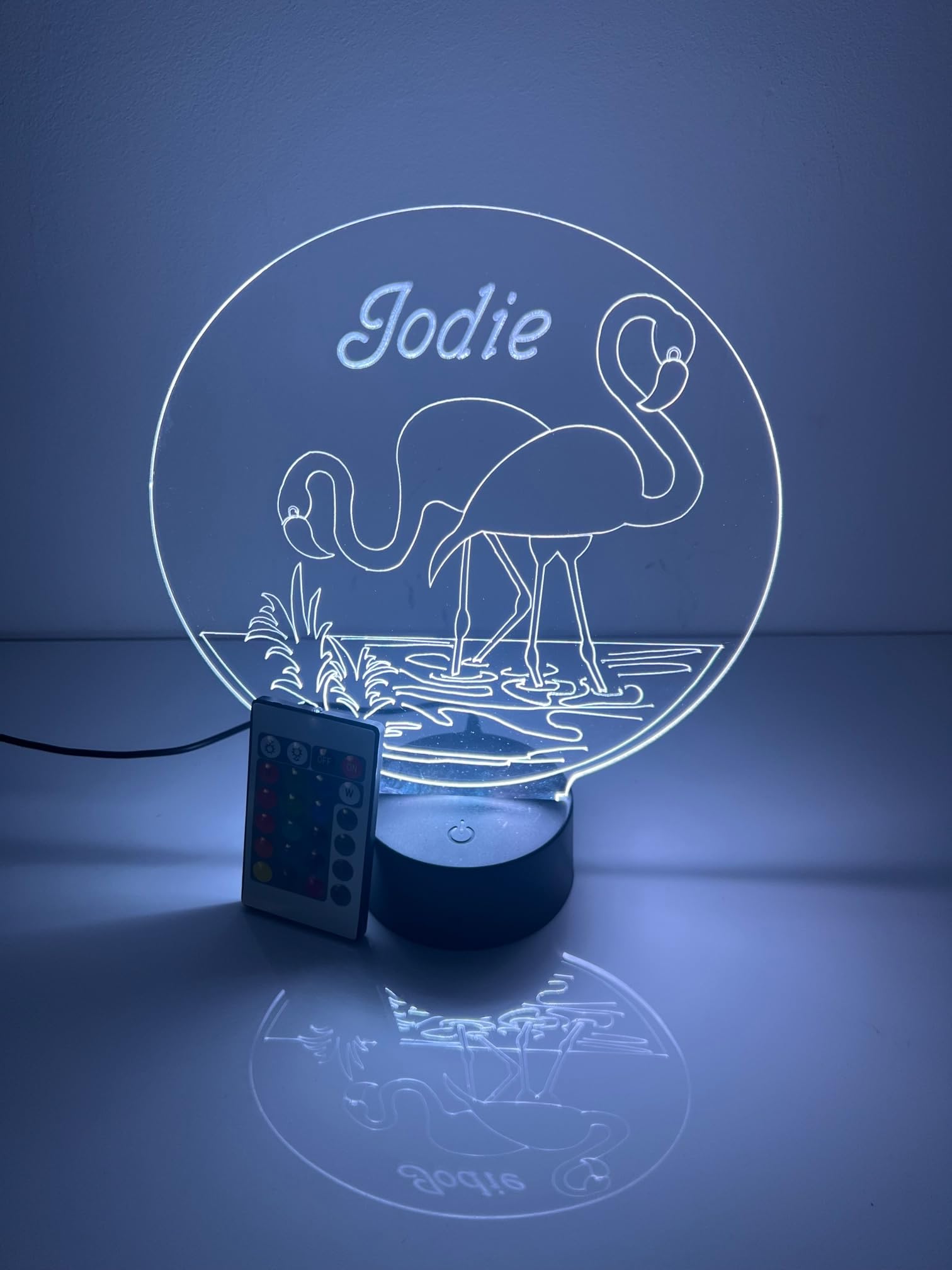 Mirror Mania Flamingo Light Up Desk Lamp Led Personalized Name Night Light Engraved Nautical Breeze Marine Table Lamp, Custom Design Feature With Remote, 16 Color Options, Dimmer, Engraved, Great