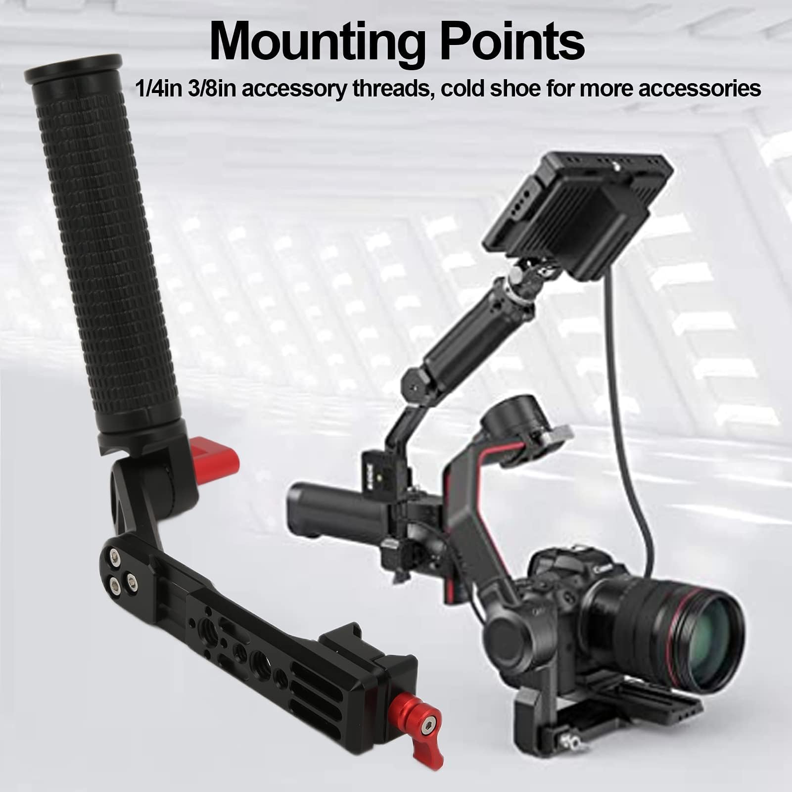 Jeozbm Adaptable Handle Grip, L Stabilizer Handgrip Extension Bracket For Rs2 Rsc2 With 1/4 3/8 Threaded Holes For Microphone, Fill Light, Monitor