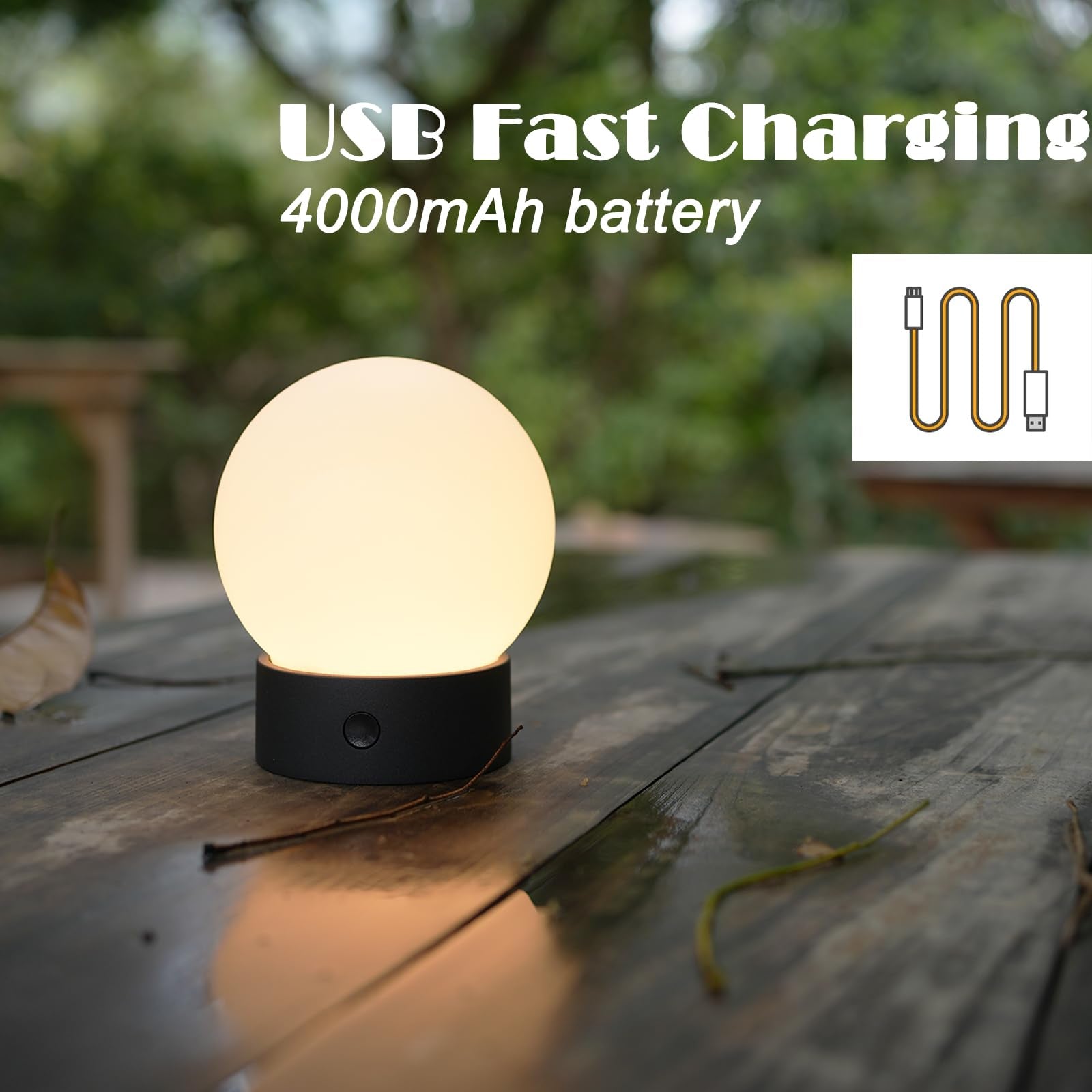 Weilailux Small Cute Cordless Table Lamp Rechargeable, Battery Operated Shower Lamp Waterproof, Touch Dimmable Globe Ambient Light For Outdoor/Bedside/Patio/Dining (Orange)
