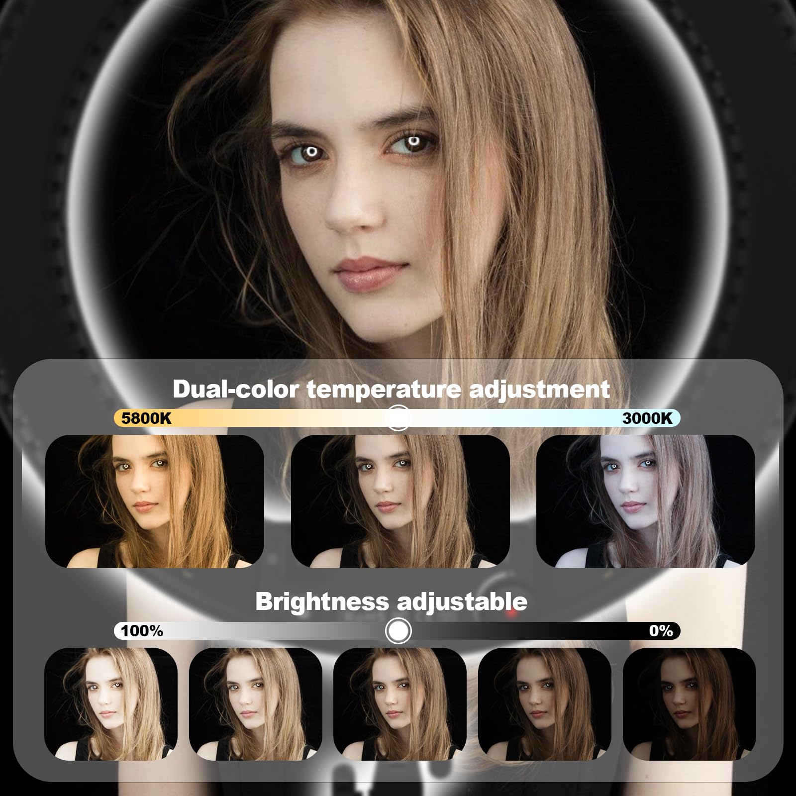 Ivisii Ring Light Kit - 19"/48.5Cm Outer 60W 3000K-5800K Bi-Color Ring Light With Tripod Stand, Carrying Bag - Perfect For Camera, Smartphone, Youtube, Tiktok, Vlogging, And Self-Portrait Shooting