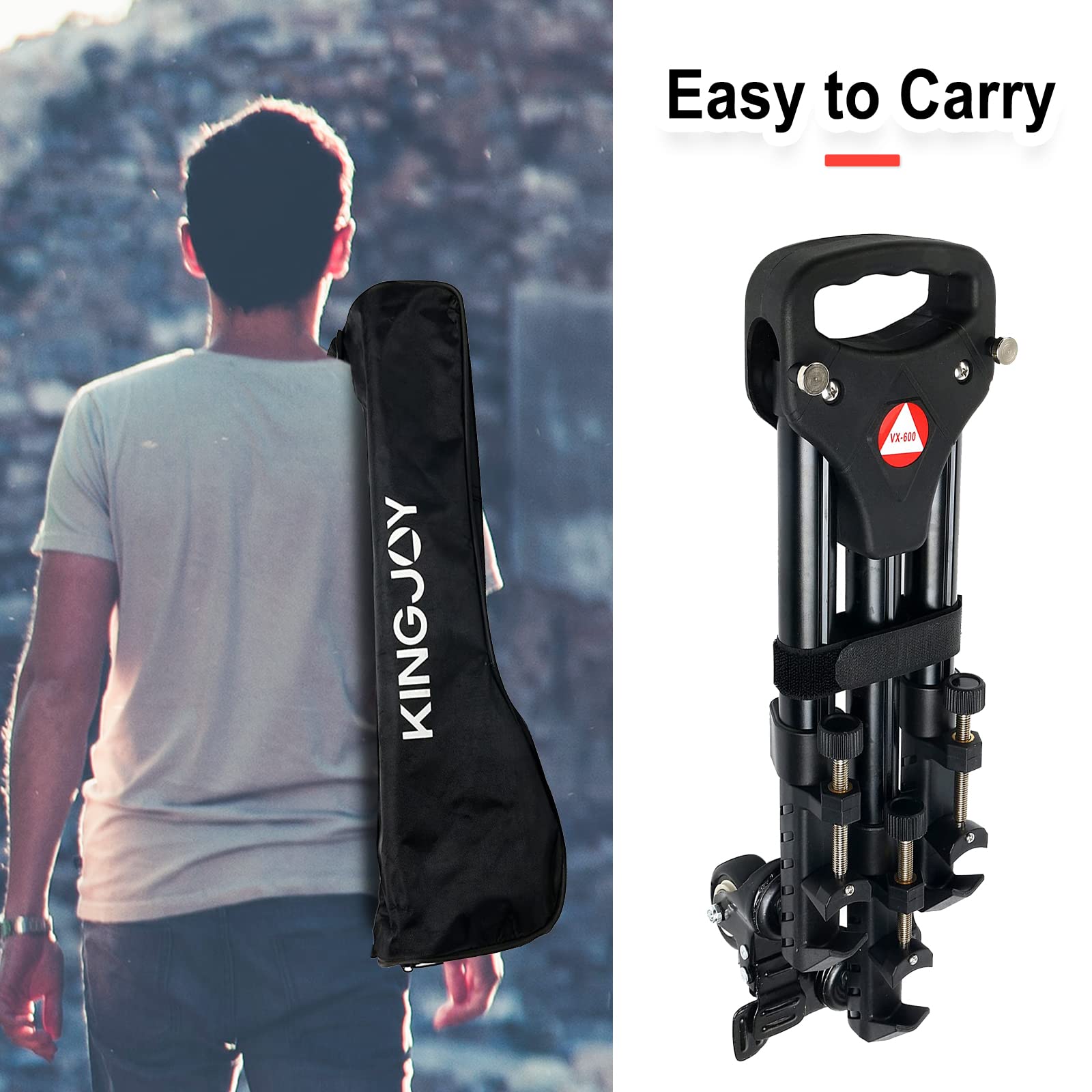 Kubas Yaeccc Kingjoy Vx-600 Photography Heavy Duty Tripod Dolly Wheels Adjustable Leg Mounts Compatible With Canon Nikon Sony Dslr Camera Camcorder Photo Video