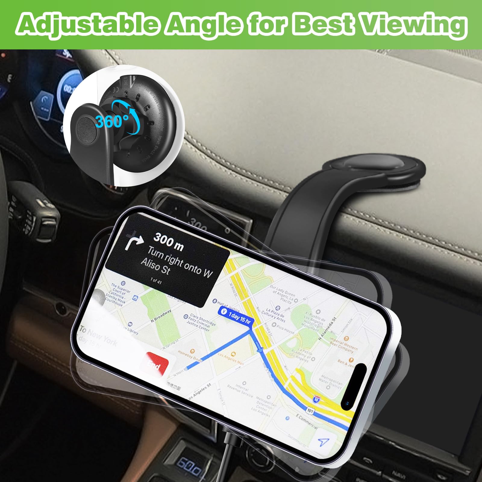 Degum  Magnetic Wireless Car Charger, 15W Fast Charging For Magsafe Car Mount Charger With 360° Adjustable Arm, Relocatable Cell Phone Holder For Iphone, Samsung Galaxy, Google Pixel,  For Men