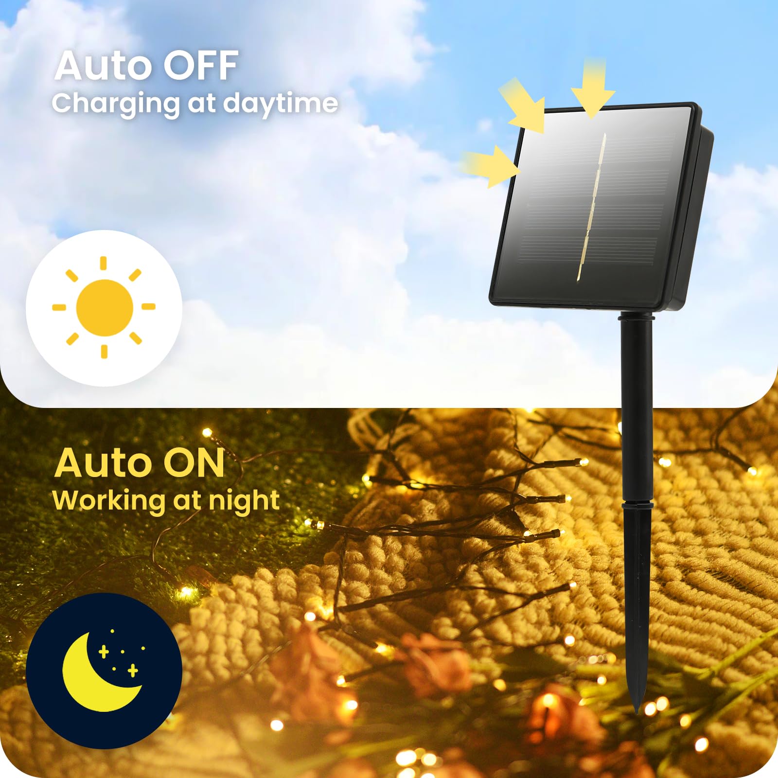 Dailyart 200 Led Solar String Lights Outdoor, 82Ft Warm White Solar String Lights, 8 Lighting Mode Solar Fairy Lights For Outside, Waterproof Solar String Lights For Outside,Garden,Courtyards,Trees, Patio
