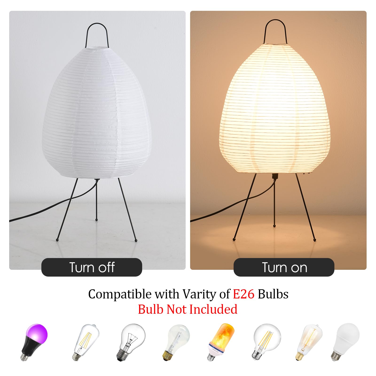 Teru Ji Kaikang 10.23" Desk Light Rice Paper Table Lantern,Nordic Design Rice Paper Floor Lamp,Of Mini Malist Bedside Living Room Table Lamps