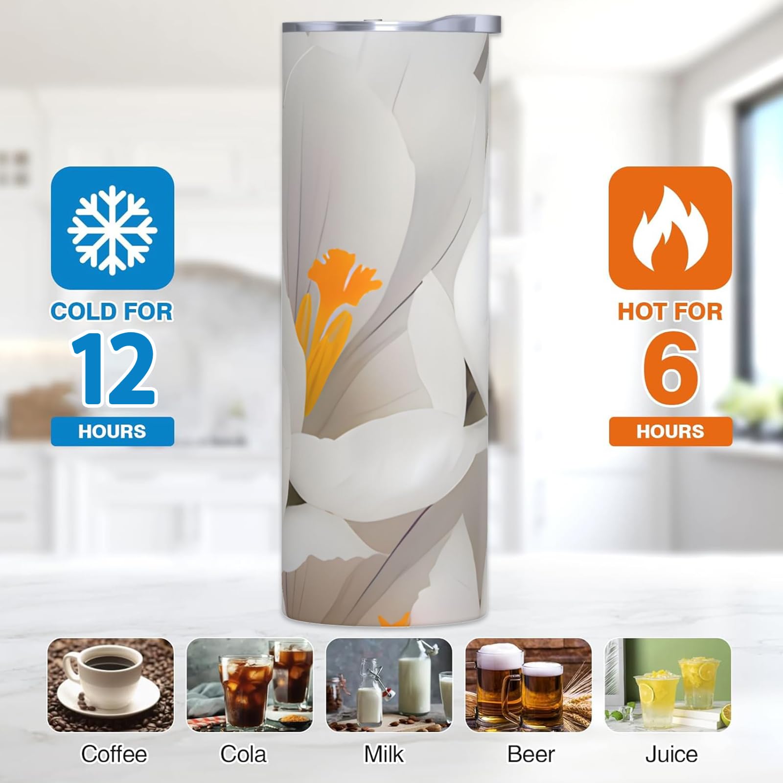 Stainless Steel Tumbler 20Oz With Lid And Straw, Birds Tumbler For Hot And Cold Beverages