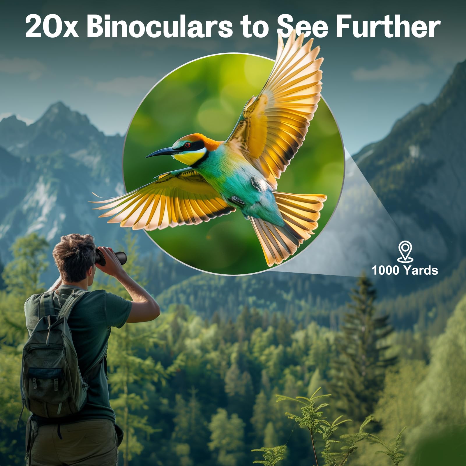 Opaita 20X52 Binoculars For Adults High Powered - Hd Binoculars Clear View With Low Light Vision - Professional Binocular For Bird Watching Cruise Hunting Stargazing Football Travel