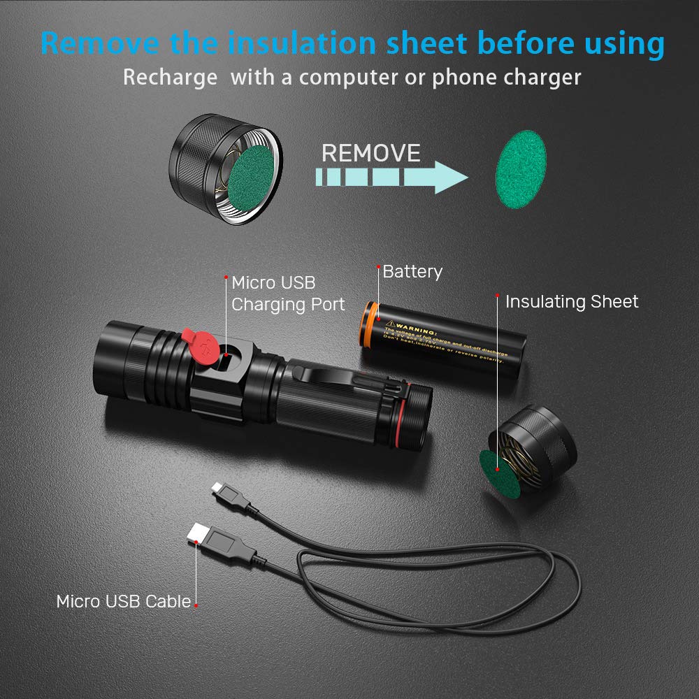 Itoncs Led Rechargeable, 2000 Lumens Super Bright Magnetic Flashlight With Cob Work Light, Waterproof, 4 Modes, Pocket Utility Flashlights For Outdoor Camping Emergency 2 Packs
