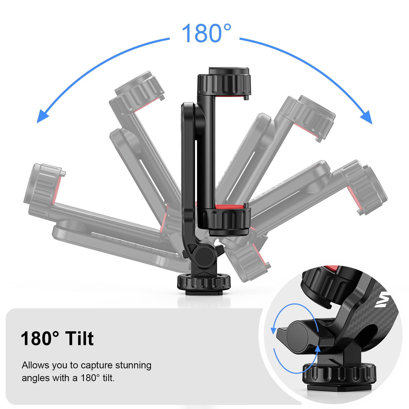 Mairan Phone Tripod Mount,Universal Smartphone Holder Adapter With Dual Cold Shoe Mounts, 1/4" Standard Screw 360° Rotation Adjustable Clip For Iphone, Android Cell Phone, Selfie Stick, Camera Stand