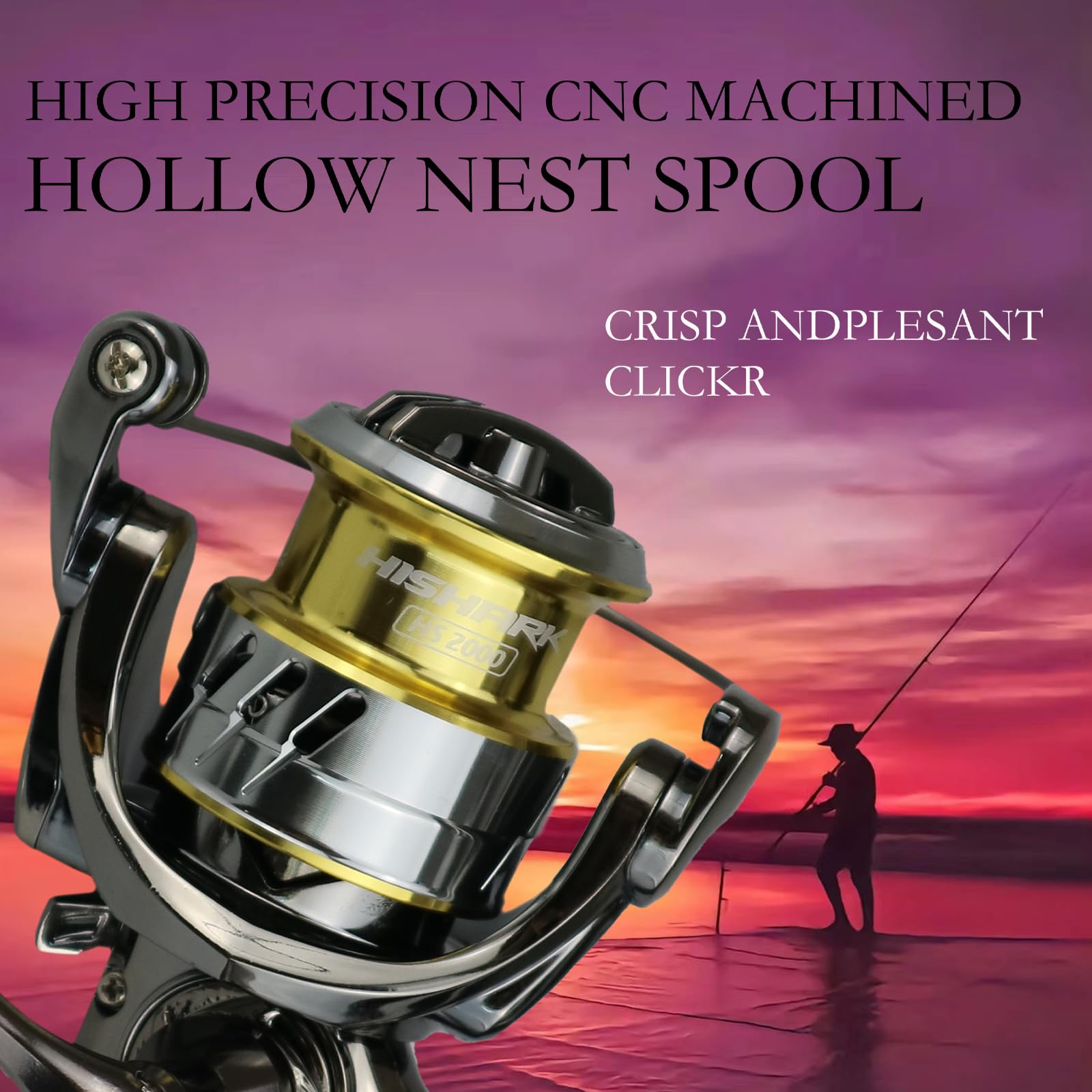 Hishark Fishing Reel Spinning Reels, 5+1 Ball Bearings,6.2:1 Gear Ratio,Hs 2500 Series, Ultra Smooth/Ultralight Perfect For Fishing