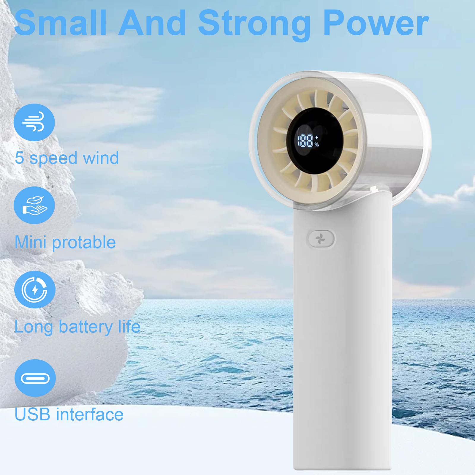 Poyiccot Handheld Fans, Powerful Portable Fan, Speed (1-100) Cooling Wind Mini Fan, 3000Mah Usb
