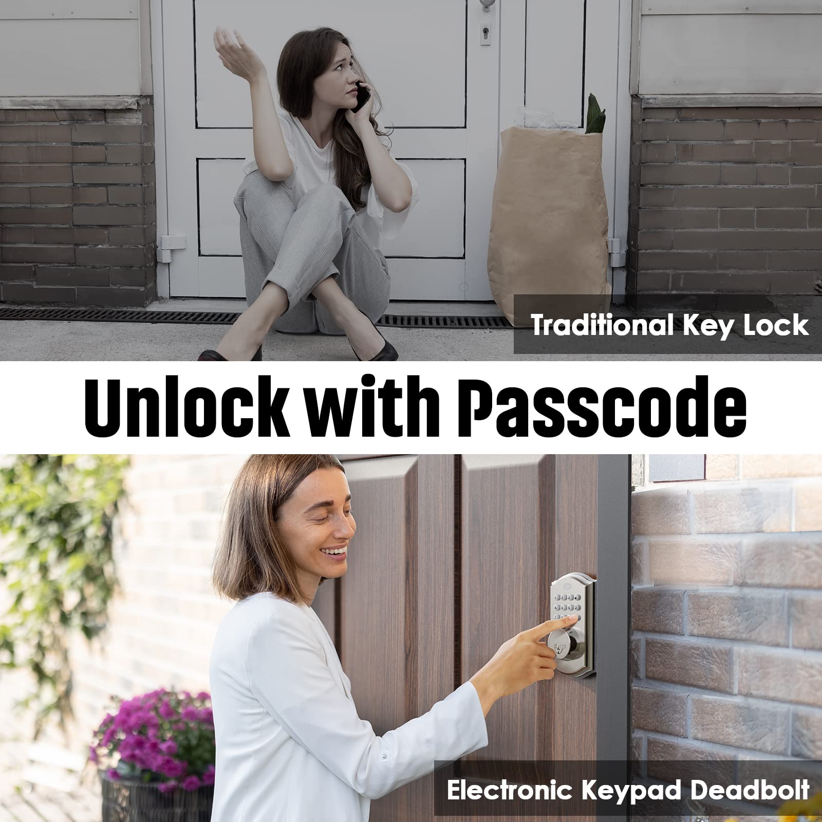 Elamor Keyless Entry Door Lock - Electronic Door Lock With Keypad, Smart Deadbolt Lock With Auto Lock, Security Waterproof Smart Lock, Easy To Install, Ideal For Front Door, Home Use, Apartment - M19