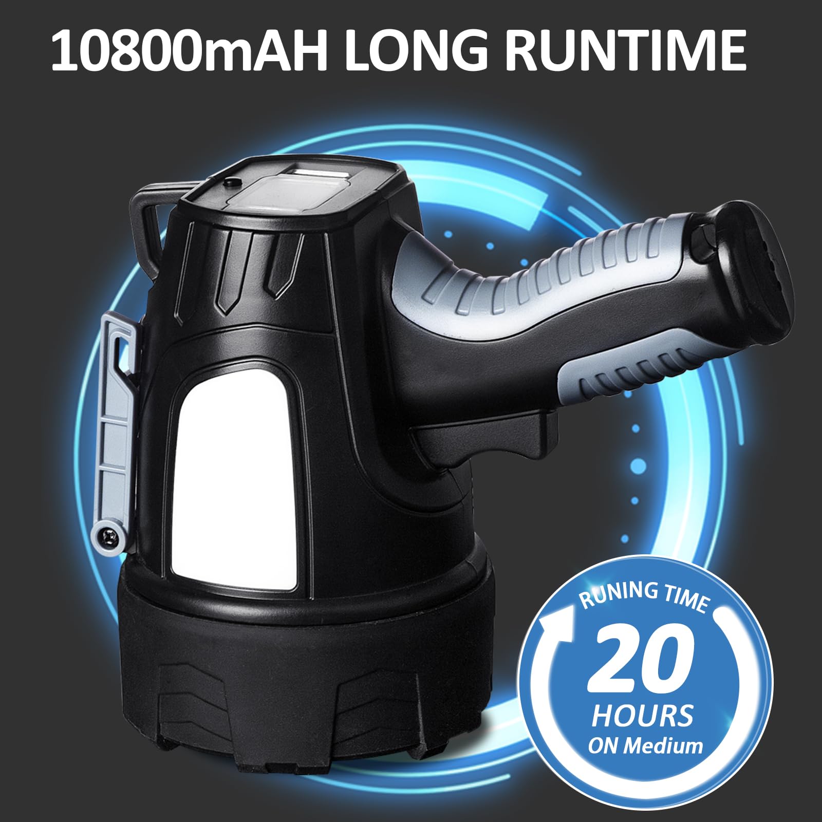 Crazybrace Rechargeable Spotlight Flashlight, 1000,000 Lumen Super Bright Led Spotlight With 6 Modes & Foldable Tripod, Powerful Spot Light 20H Long Runtime, Handheld Spot Light For Outdoor Boating Hunting