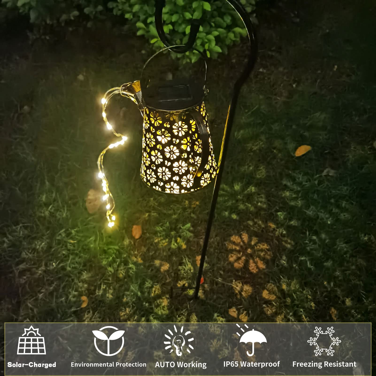 Nepivel Solar Watering Can With Lights Outdoor,Hanging Solar Lantern,Metal Waterproof Garden Lights Decorations Gift For Table Patio Yards Pathway Party, Yard Decorations Outdoor