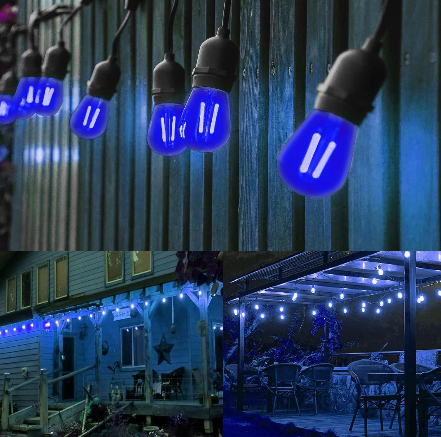 Minsily Sxminer 15 Pack S14 Led Bulbs Blue 2W Plastic Shatterproof Led Replacement Bulbs For Outdoor String Light Led Edison Bulbs E26 Base Decorative Bulbs For Christmas Wedding Party Home Patio Decor(Blue)