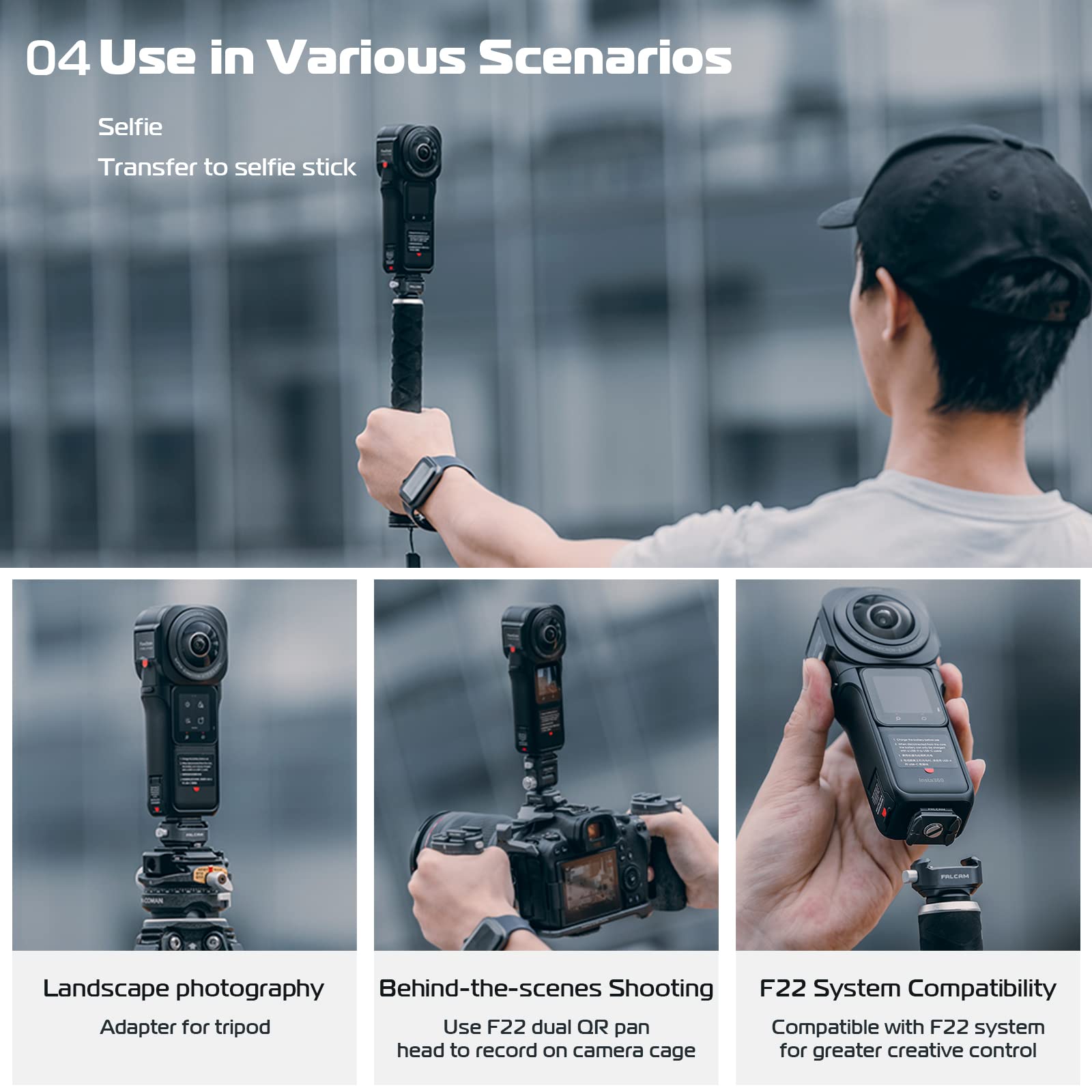 Ulanzi Adjustable Sling Handgrip Gimbal Handle+F22 Quick Release Kit For Insta360