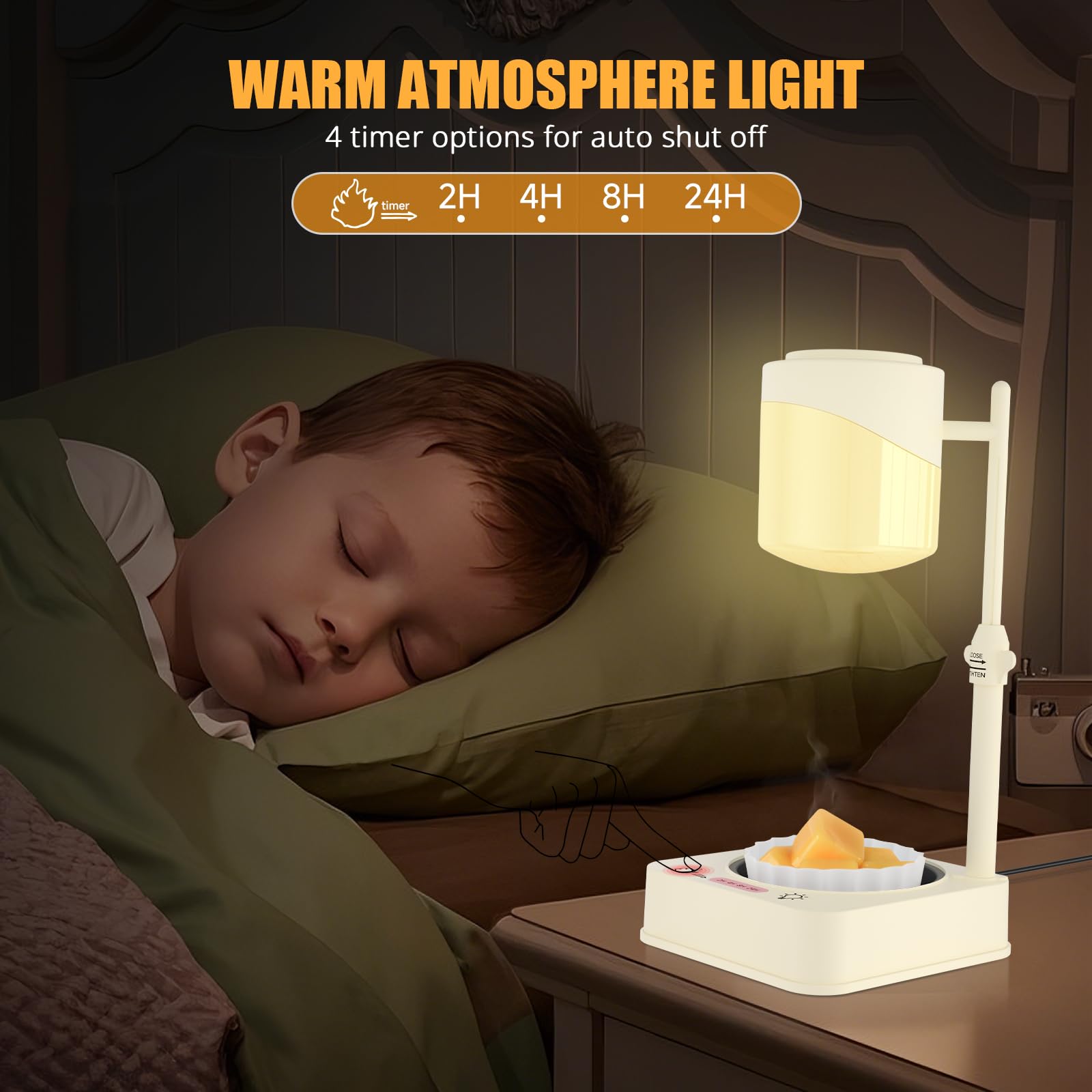 Itoncs 3 In 1 Touch Bedside Table Lamp, Wax Melt Warmer, Coffee Mug Warmer, Modern Small Lamp For Bedroom Nightstand, Electric Candle Lamp Warmer With Timer Function For Living Room, Desk, White