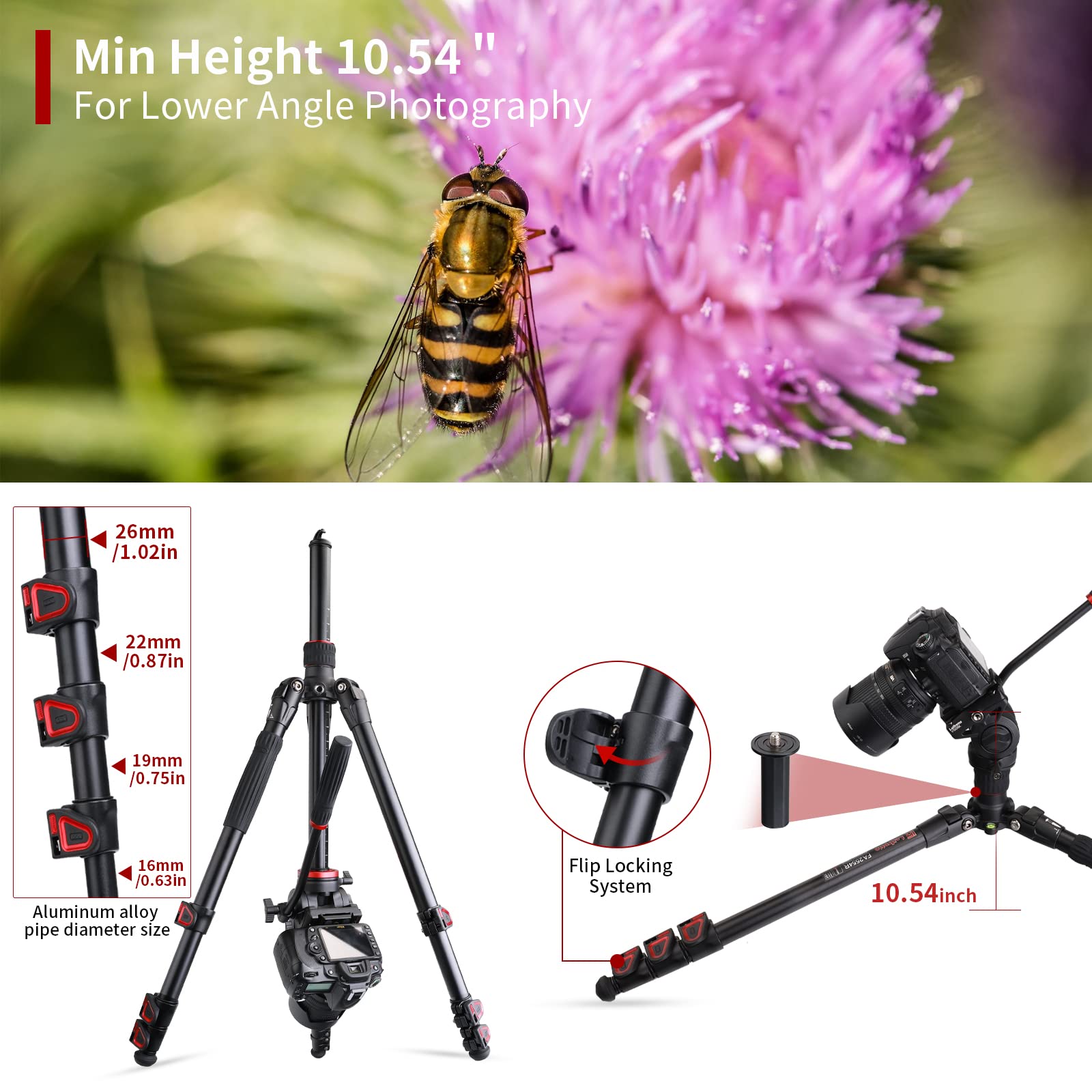 Leifrotto 62'' Camera Tripod With Fluid Head, Monopod Tripod Aluminum, For Dslr Camera Camcorder, Compatible For Cannon Nikon Camera, Max Load 11 Lbs
