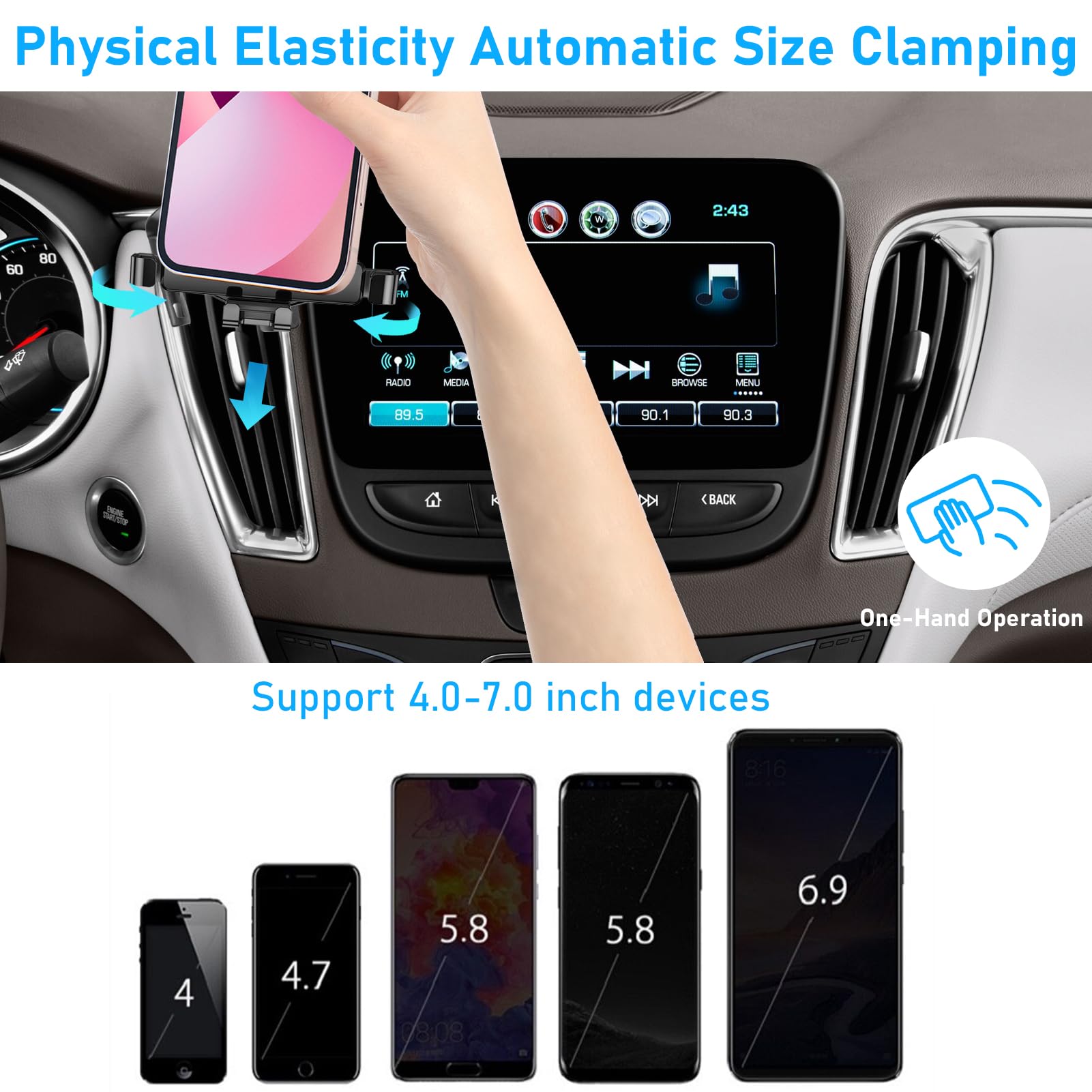 Apeser Compatible With Chevy Malibu Phone Holder Mount 2017- For Car Air Vent,Malibu Cell Phone Mount Anti-Shake,9Th Gen Malibu Phone Holder Mount-360 Degree Rotation Malibu Vent Phone Stand,Black