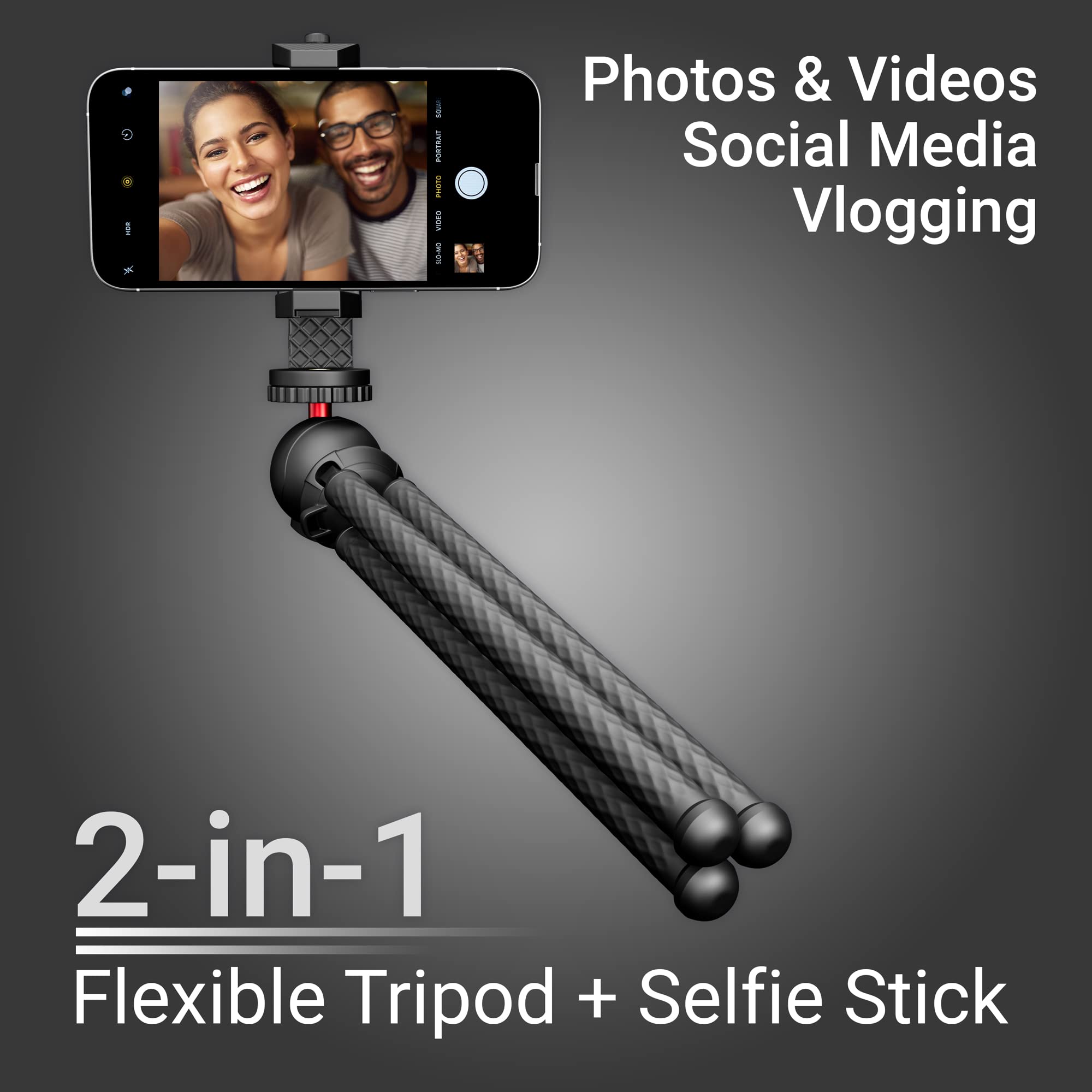 Xenvo Squidgrip Flexible Cell Phone Tripod And Portable Action Camera Holder - Compatible With Iphone, Gopro, Android, Samsung, Google Pixel And All Mobile Phones