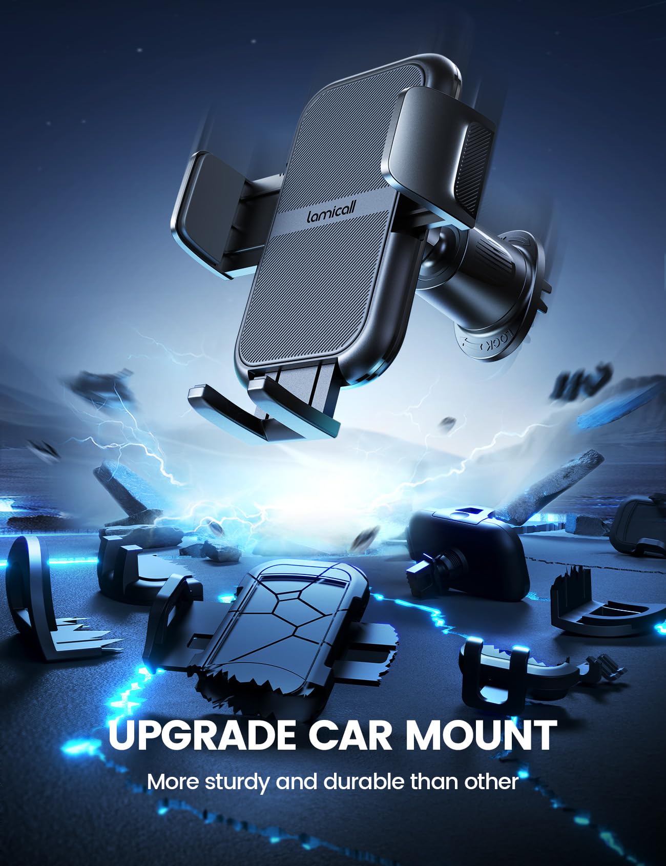 Lamicall  Wider Clamp & Metal Hook Car Phone Holder Vent [Thick Cases Friendly] Phone Holders For Your Car Mount Automobile Hands  Cradle Air Vent For Iphone 16 15 14 13 Pro Max Smartphone