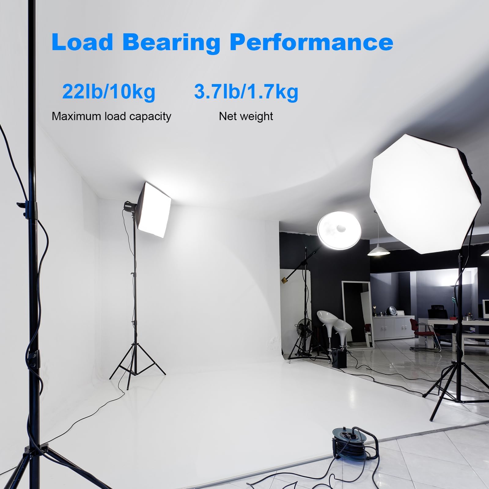 Soonpho 2Pack Heavy Duty Light Stand 9.2Ft / 110" Aluminum Spring Cushioned Tripod Lighting Stands Max Loading:10Kg Adjustable 94Cm-280Cm With Carry Bag For Photography Softboxes Umbrella Studio Shooting