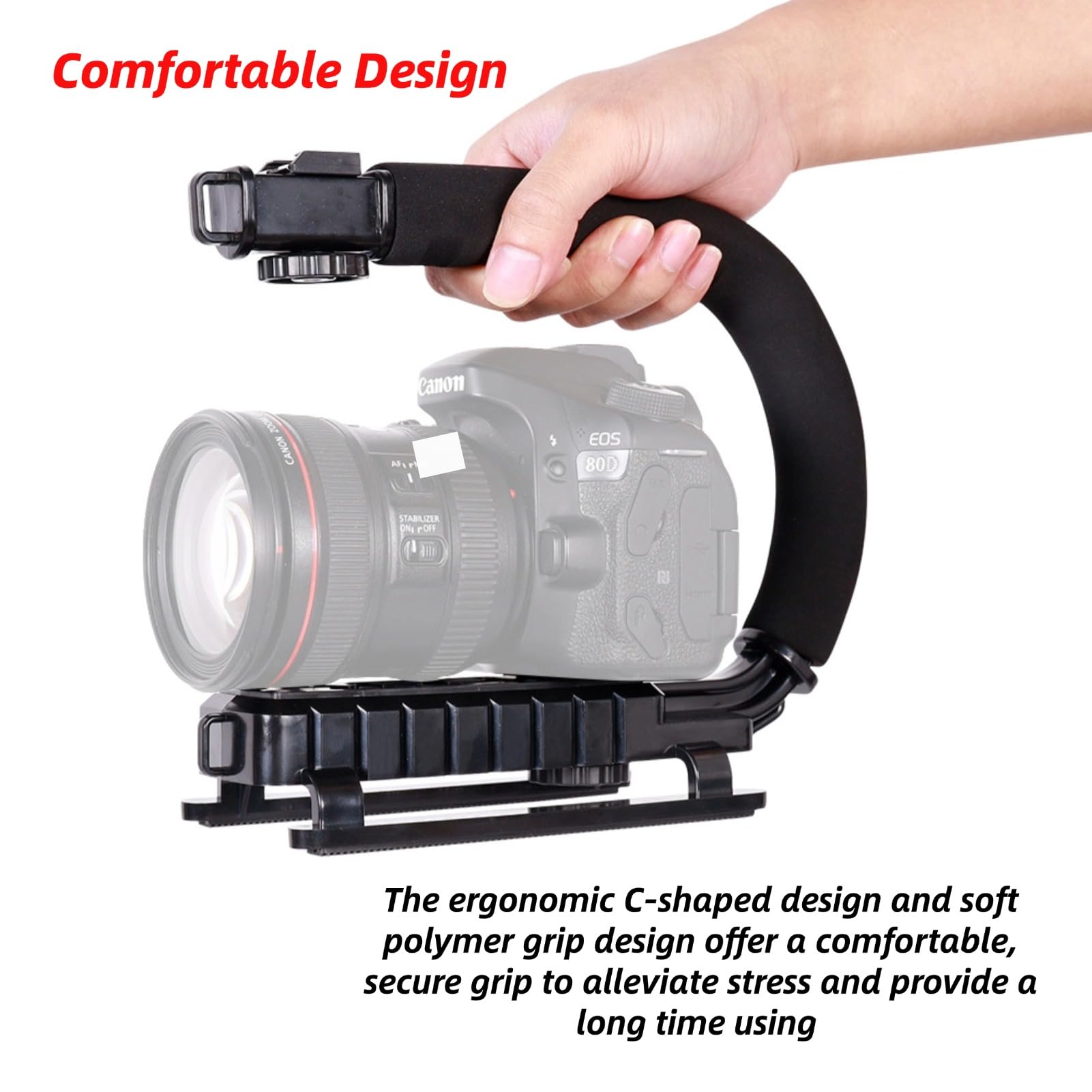 Eimsoah Video Stabilizing Handle Grip With Hot Shoe Mount,Portable U Grip Handheld Stabilizer, Improves Stability And Versatility Super Grip Video For Dslr Camera Camcorder