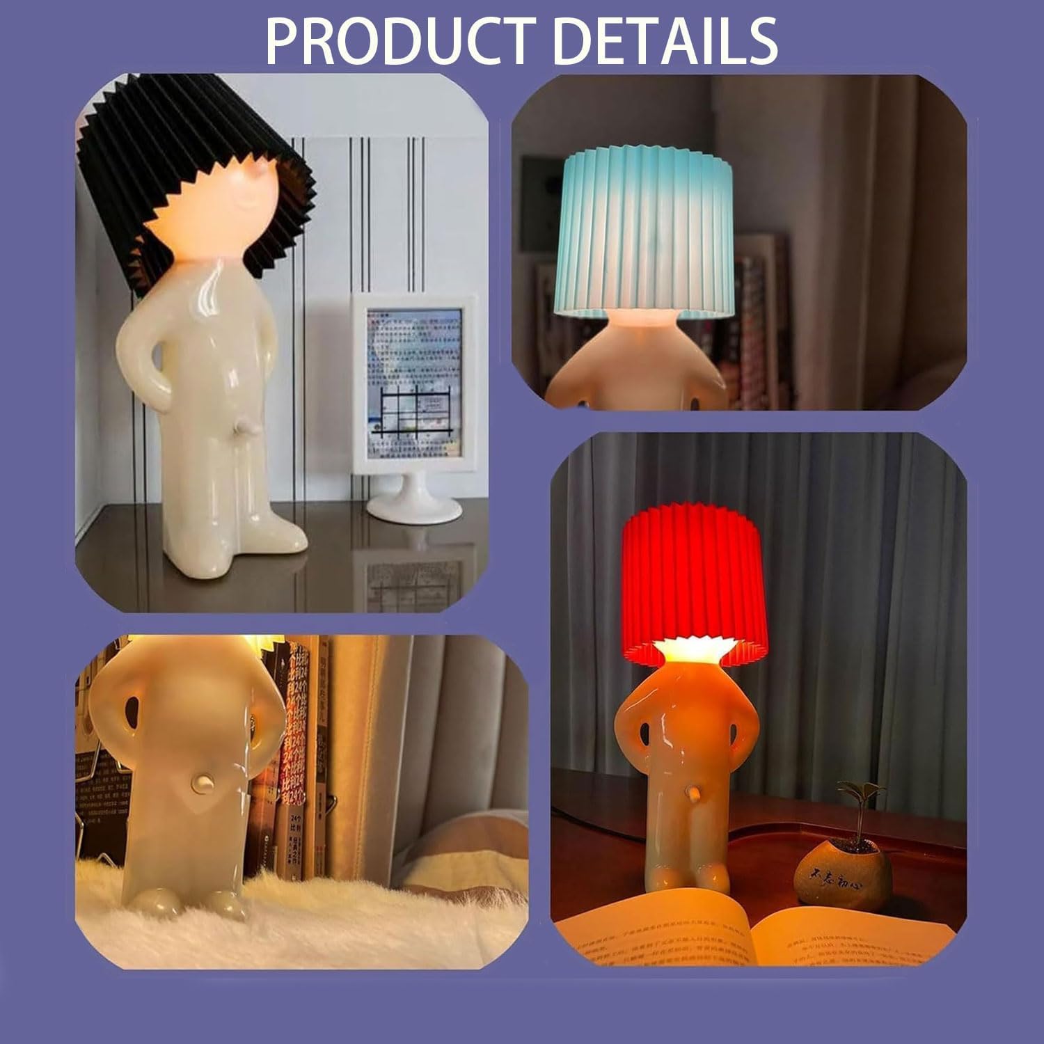 Qfily Shy Boy Table Lamp, Little Shy Man Creative Funny Night Light, Rechargeable Bedside Lamp, Perfect Christmas And Valentine'S Day Home Decor Novelty (White)