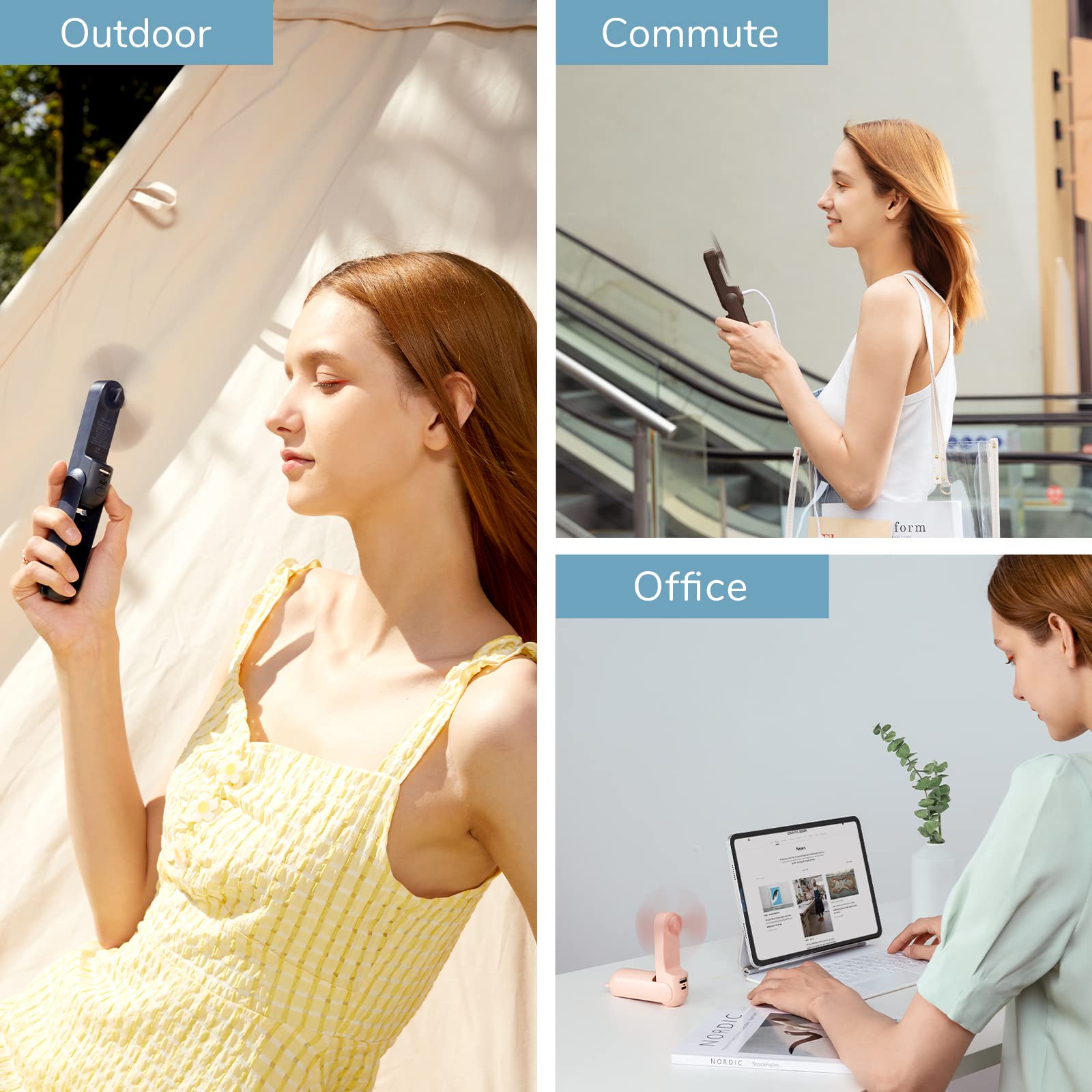 Jisulife Handheld Mini Fan, 3 In 1 Usb Rechargeable Portable Fan [12-19 Working Hours]