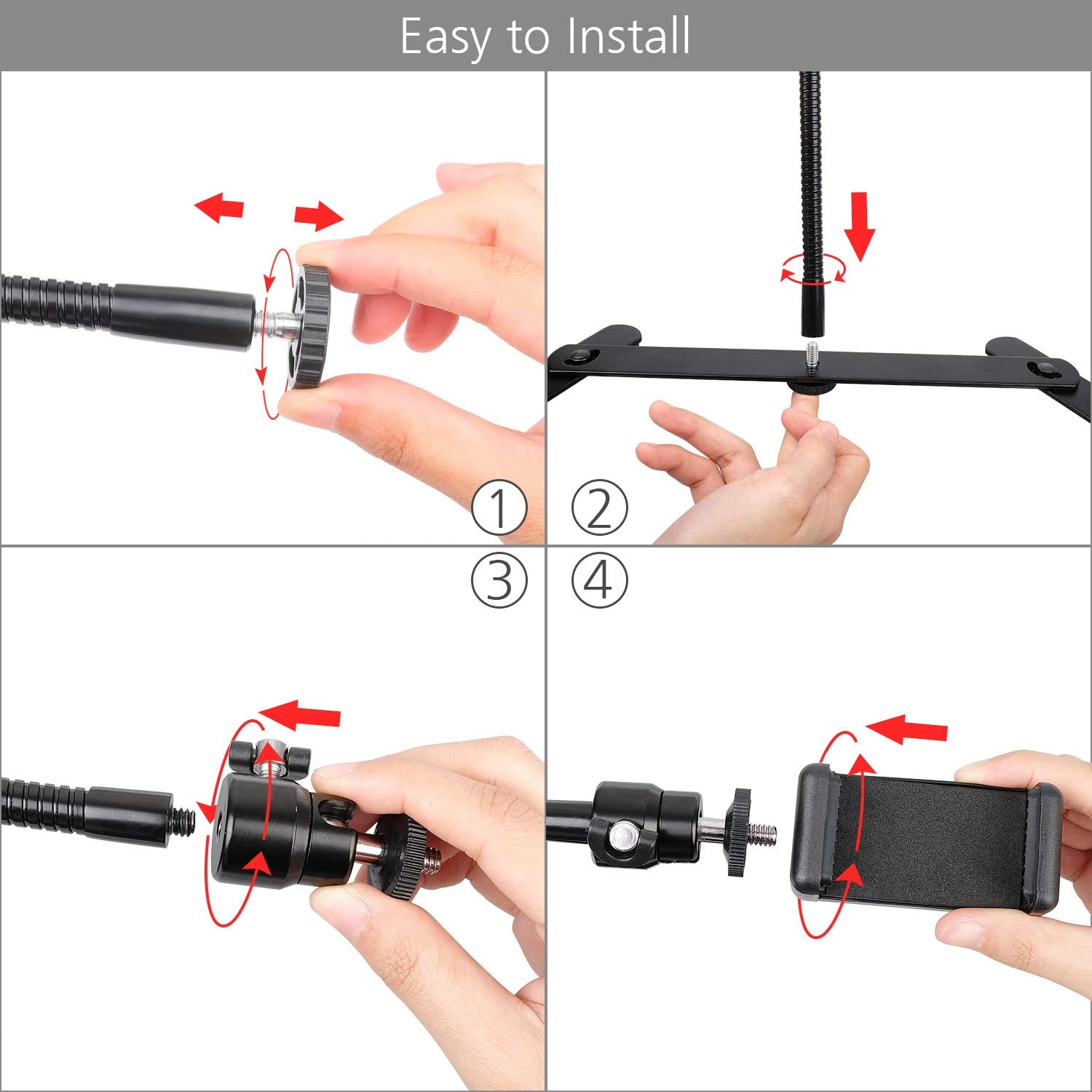 Chromlives Photo Copy Pico Projector Stand,Overhead Tripod Video Stand For Phone,Adjustable Tabletop Overhead Phone Mount,Gooseneck Mini Tripod Stand For Teaching Streaming Baking Crafting