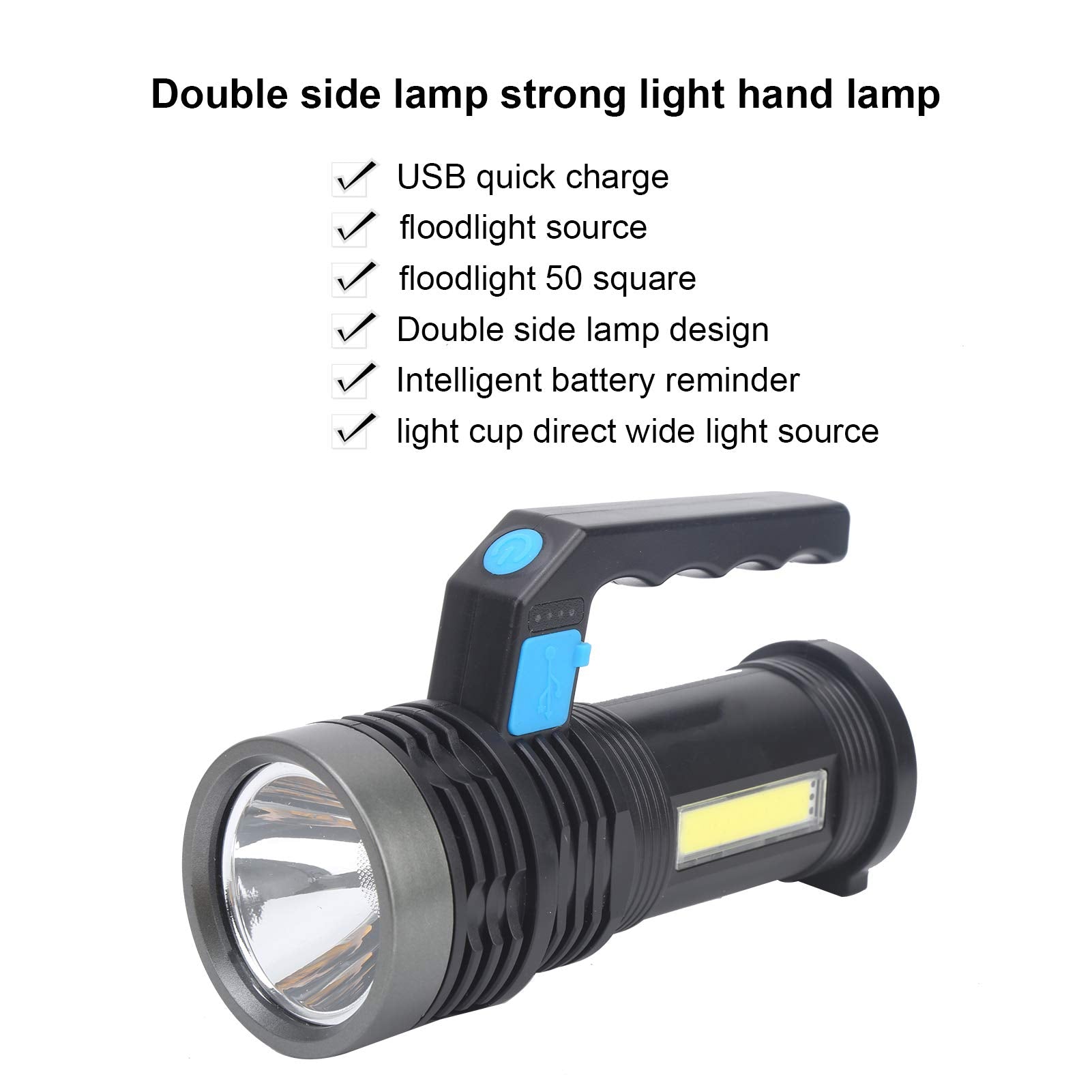 Topyond Rechargeable Spotlight, Handhold Searchlight, Outdoor Long-Range Strong Light Flashlight, 1200Mah Led Spotlight For Home, Outdoor Activities, Camping
