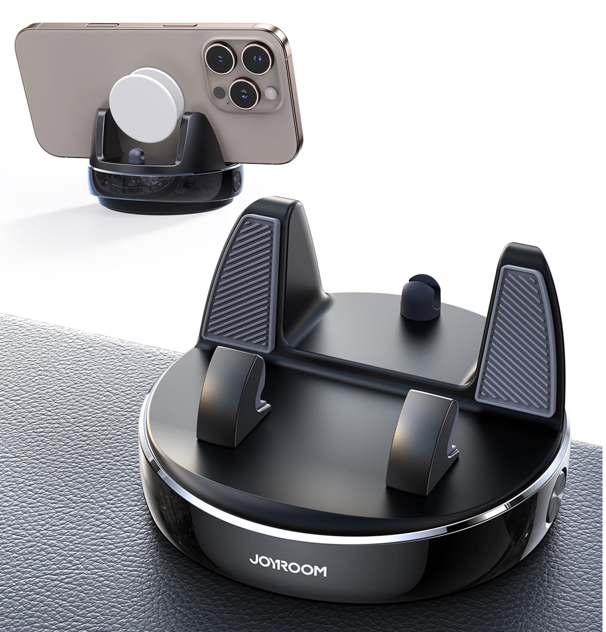 Joyroom Car Phone Holder With 360° Adjustable & Avoid Sun Glare, Anti-Slip Spring Snap Design Dashboard Cell Phone Holder, Phone Holders For Your Car Compatible With Pop Grip, Smartphones, Gps Devices