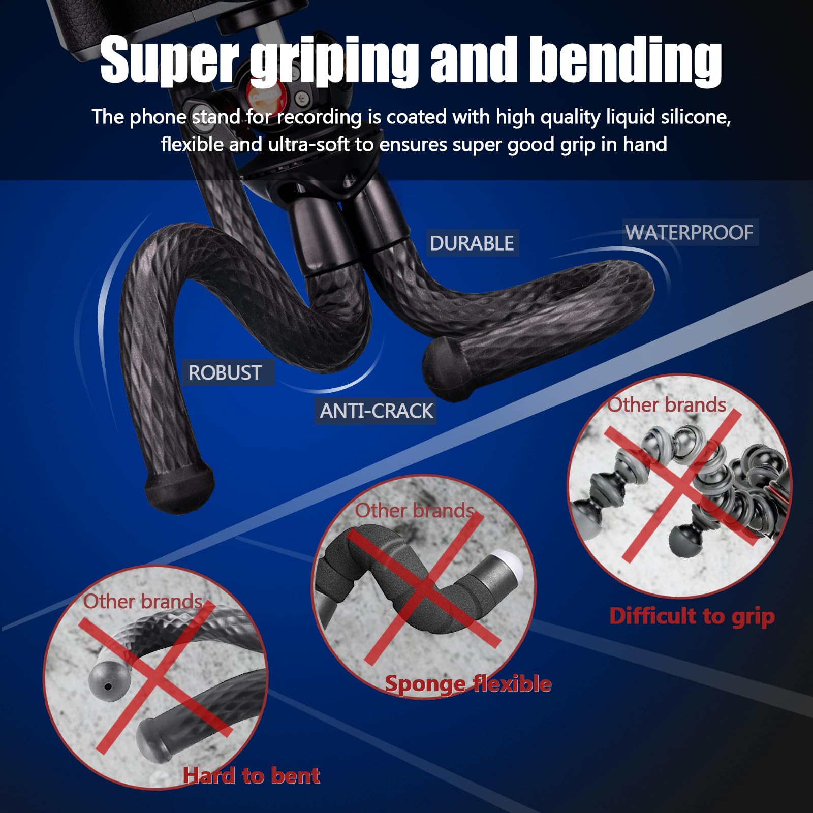 Lammcou Phone Flexible Tripod Actioncam Lightweight Vlogging Bendable Travel Octopus Gorilla Portable Mini Tripods Dslr Hero 12 11 10 Trípode For Vlogging Video Recording