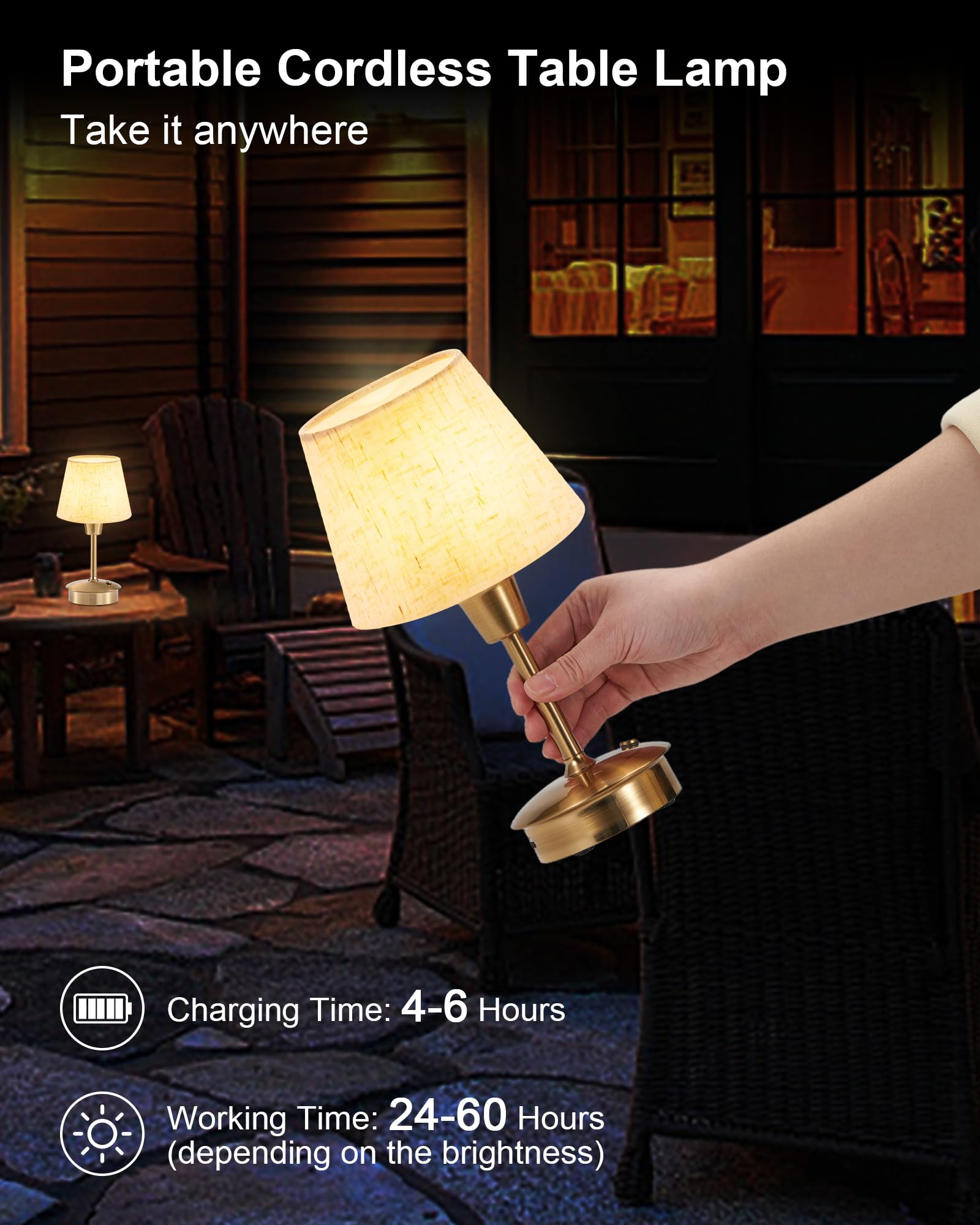 Depecal Rechargeable Cordless Table Lamp For Restaurant Dinner Table, 5200Mah Battery Operated Lamps, Small Touch Dimmable Ambient Lighting For Bedroom Living Room Kitchen Dining Room Entryway Outdoor Patio
