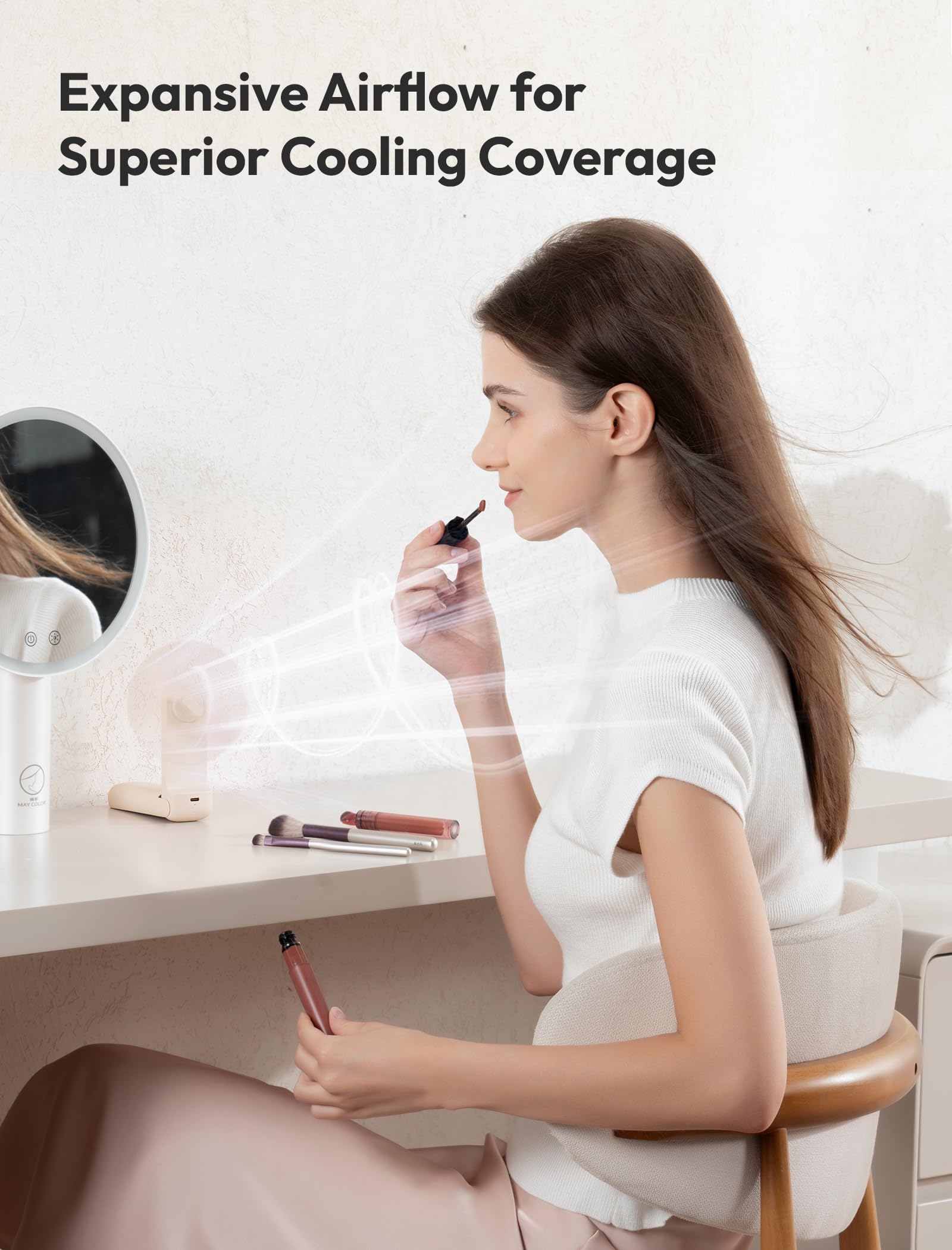 Aecooly slim mini personal fan, rechargeable with 17 hours cooling time, ideal for travel and daily use