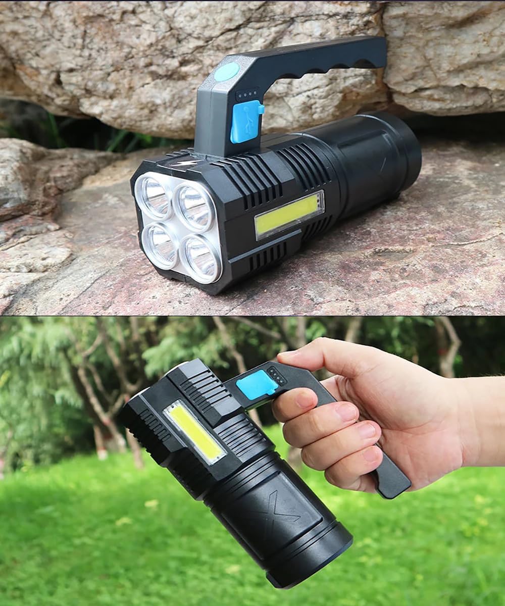 Clezgo Flashlight Rechargeable Usb High Lumens-Camping Flashlight With 4 Powerful Led Beads Handheld Flashlight For Home 4 Modes Waterproof For Outdoor Fishing Hiking Emergency