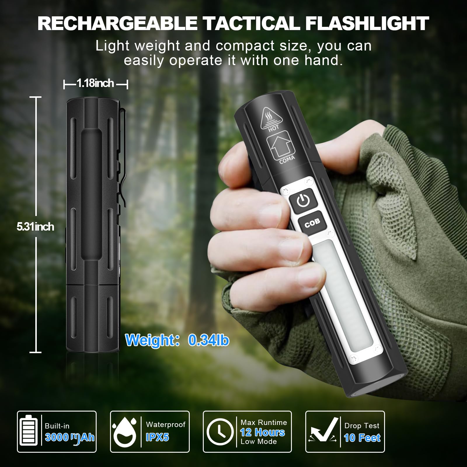 Banral Rechargeable Magnetic Flashlights 20000 High Lumens - Super Bright Long Beam Led Powerful Small Flashlight 8 Modes With Cob Work Light, Dual Button Tactical Pocket Flashlight For Camping Emergency