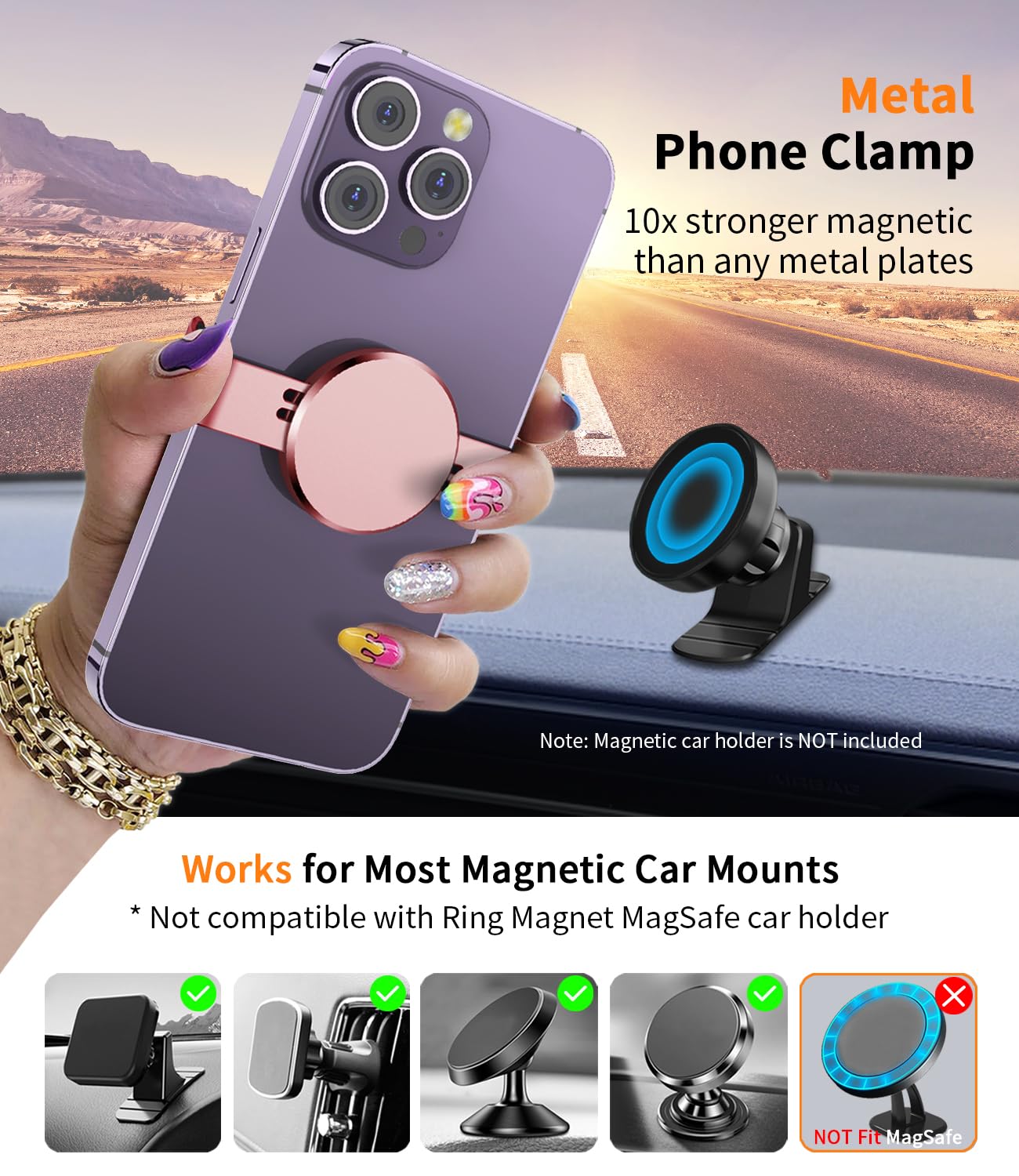 Luanke Magnetic Phone Car Mount, Universal Air Vent Magnetic Car Phone Mount Holder, Compatible With Iphone 15 Pro Max, And More (Generation 2 Stand Black)