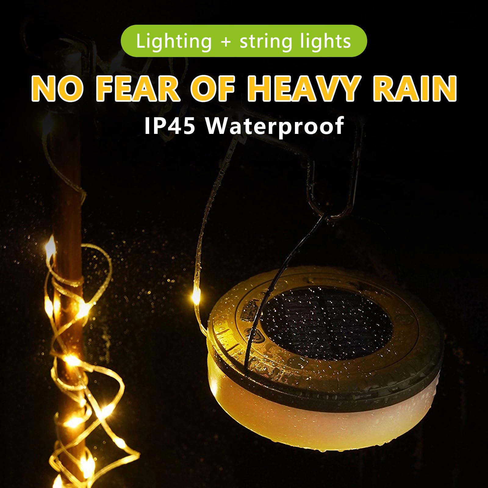 Yavozokl Rechargeable Solar Camping Lights - 32.8Ft Waterproof Led String Lights With 5 Modes, Quick 30S Recovery, Easy Roll-Up For Tents, Patios, Festivals,Enhances Camping Atmosphere