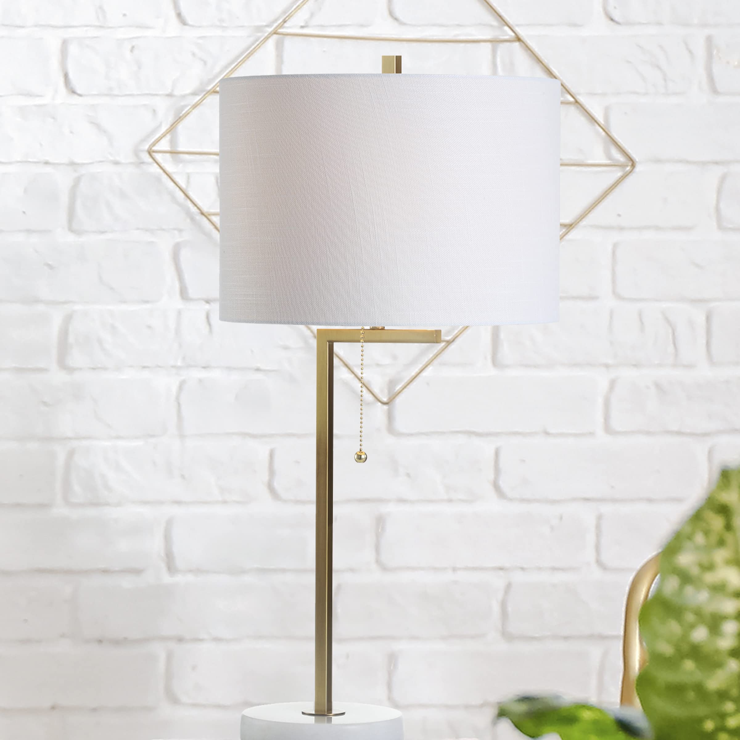 Jonathan Y Jyl1043A Alyssa 24.5" Metal/Marble Led Table Lamp Contemporary Bedside Desk Nightstand Lamp For Bedroom Living Room Office College Bookcase Led Bulb Included, Brass Gold/White