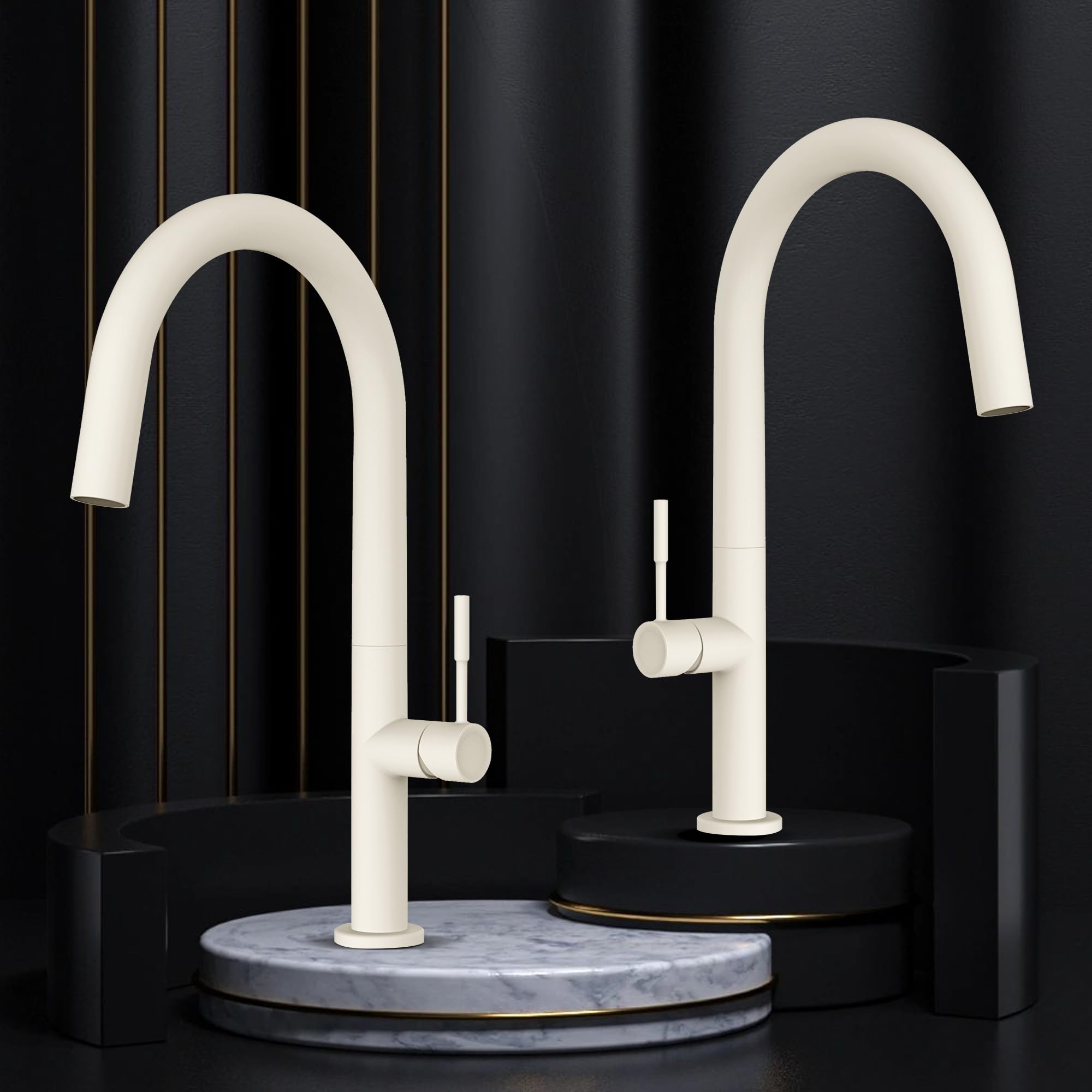 Hmegao Creamy White Kitchen Faucet, Single Handle Kitchen Sink Faucet With Minimalist Style, Rv Kitchen Faucet, Brass Faucet For Kitchen Sink 1 Hole With 2 Supply Hoses And Intallation Manual
