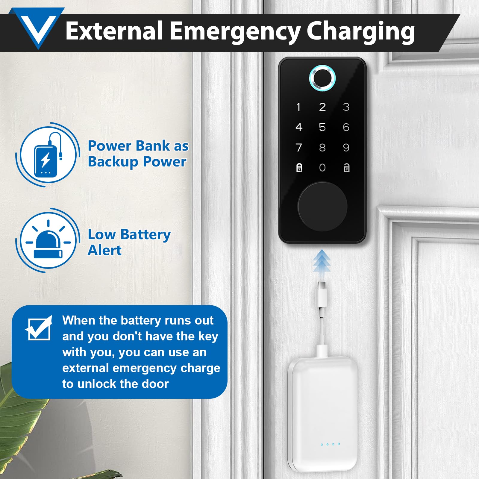 Tgcfing Smart Fingerprint Door Lock, Keyless Entry Door Lock, Front Door Lock With Digital Passcode Keypad, Bluetooth Electronic Deadbolt Lock, Anti-Peeping Password, Auto Lock For Home/Hotel/Office/Apartment