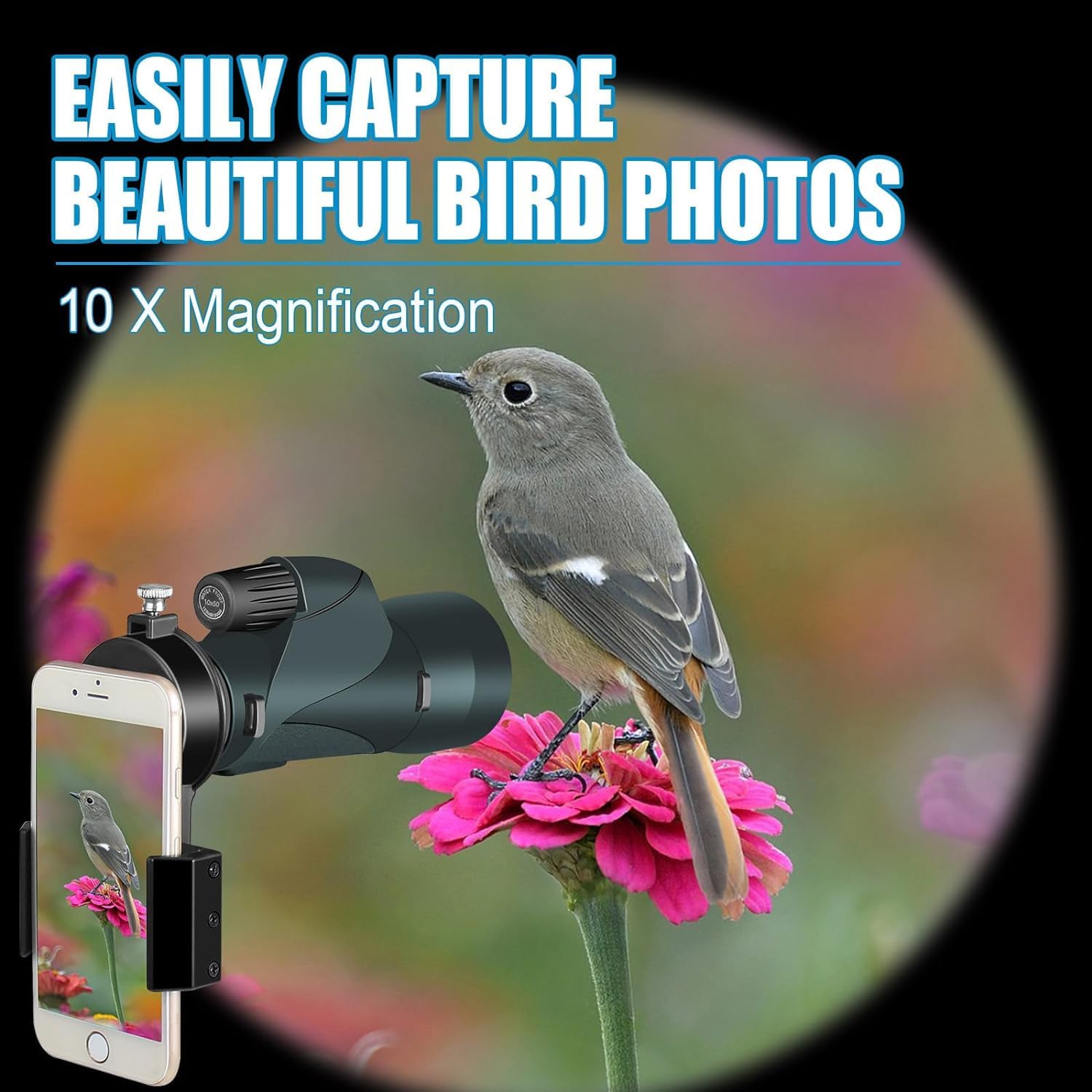 Celticbird Monocular 10X50 High Power Monocular Telescope For Adults With Smartphone Adapter, Fmc Lens & Bak4 Prism, For Bird Watching, Hunting, Hiking, Camping And Concerts