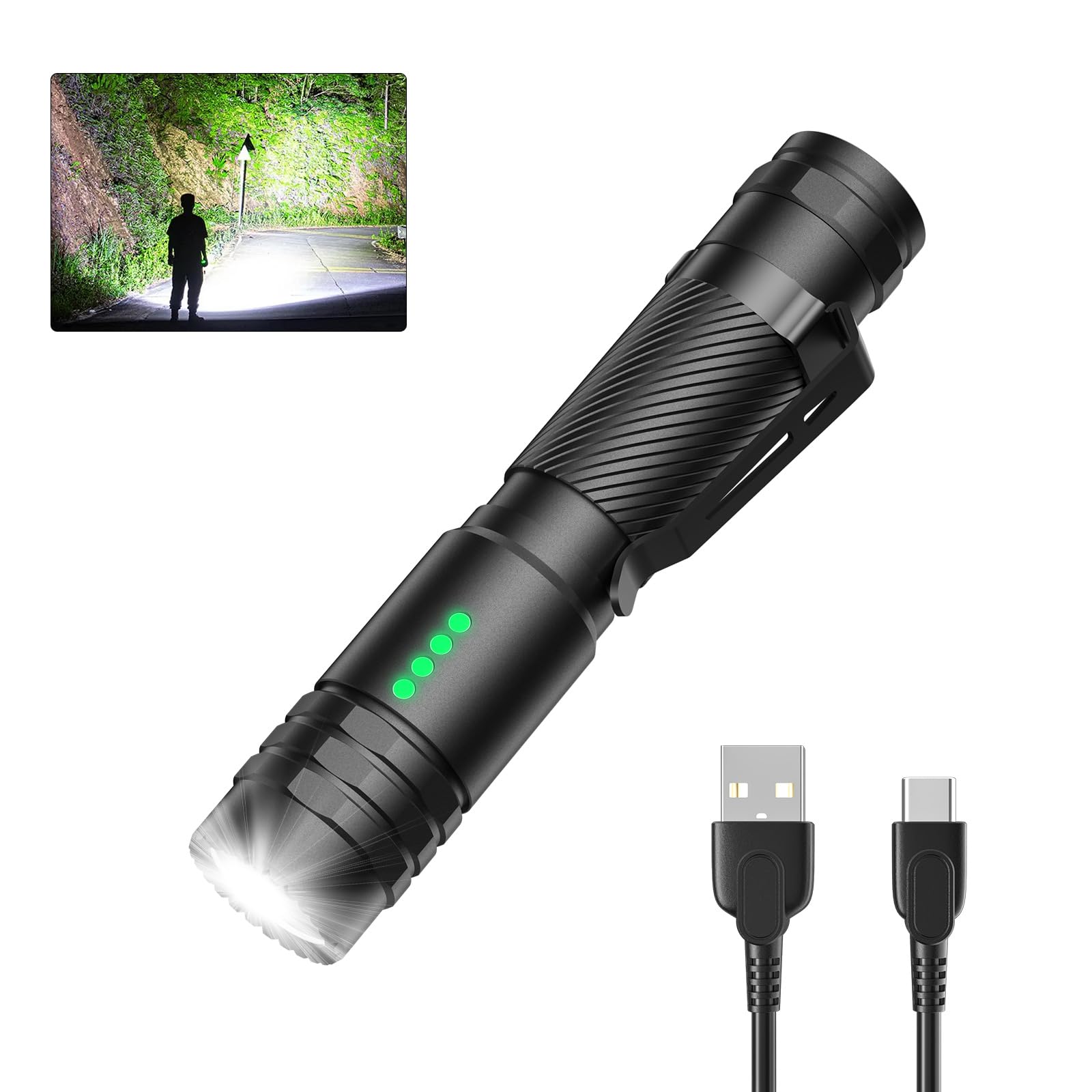 Leshen Rechargeable Flashlight High Lumens, Small Flashlights Powerful, Pocket Flashlight Usb-C, 5 Modes Compact Flashlights Waterproof Ipx6, Rechargeable Utility Flashlight For Emergency, Outdoor