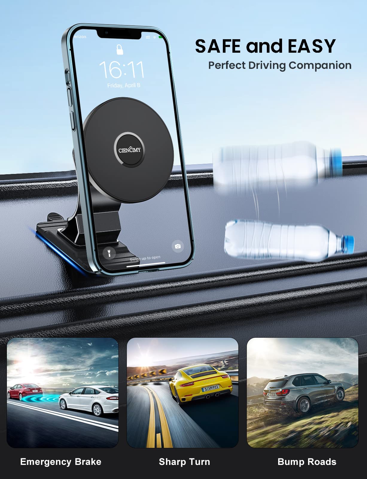 Ciencimy Compatible With Magsafe Car Mount, Magnetic Dashboard Car Mount Fit For Magsafe Case Iphone 16 15 14 13 12 Pro Max Mini Plus, 360° Adjustable, Strongest Magnetic Car Holder For All Phone